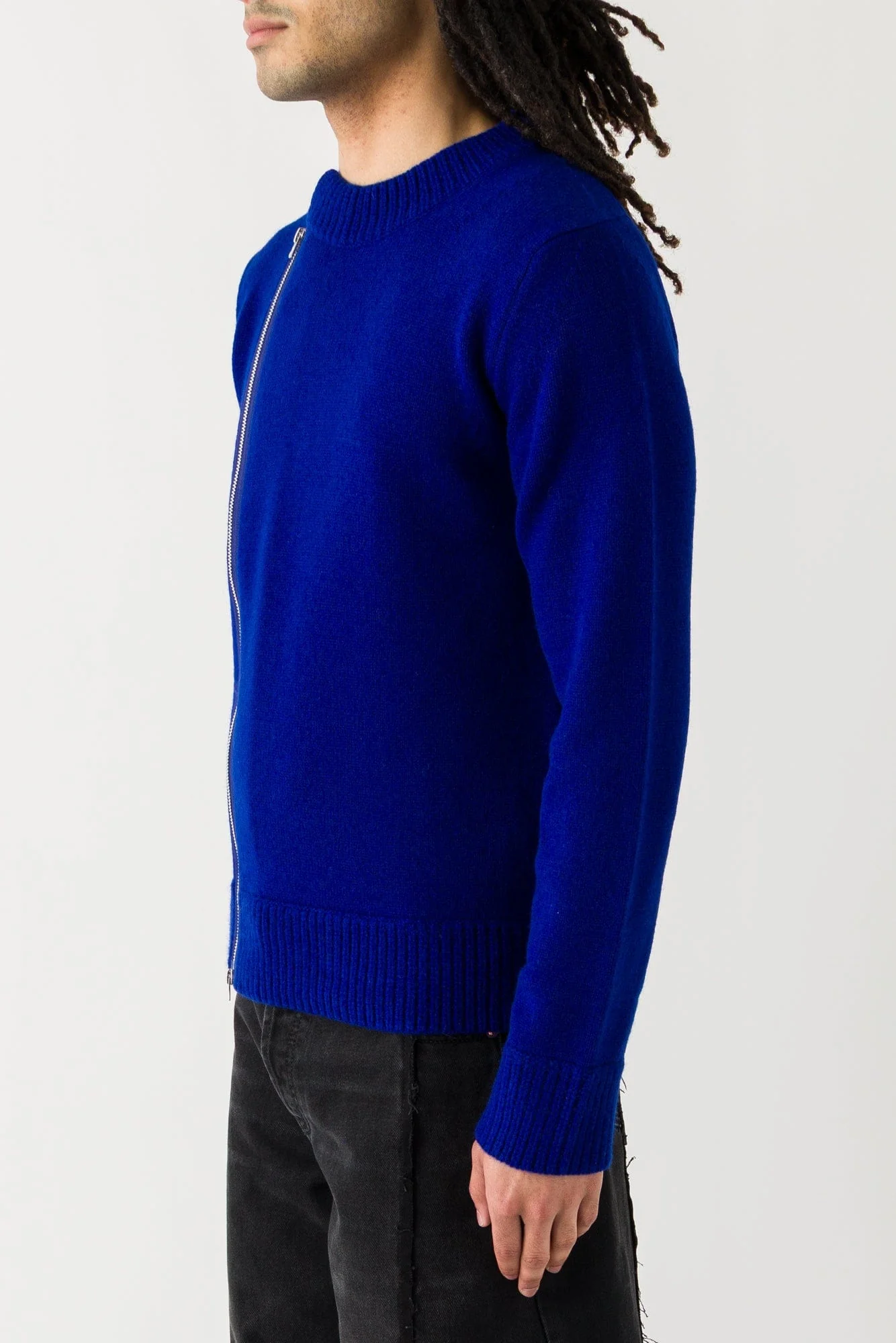 Sacai Wool Knit Blouson In Blue - Image 2