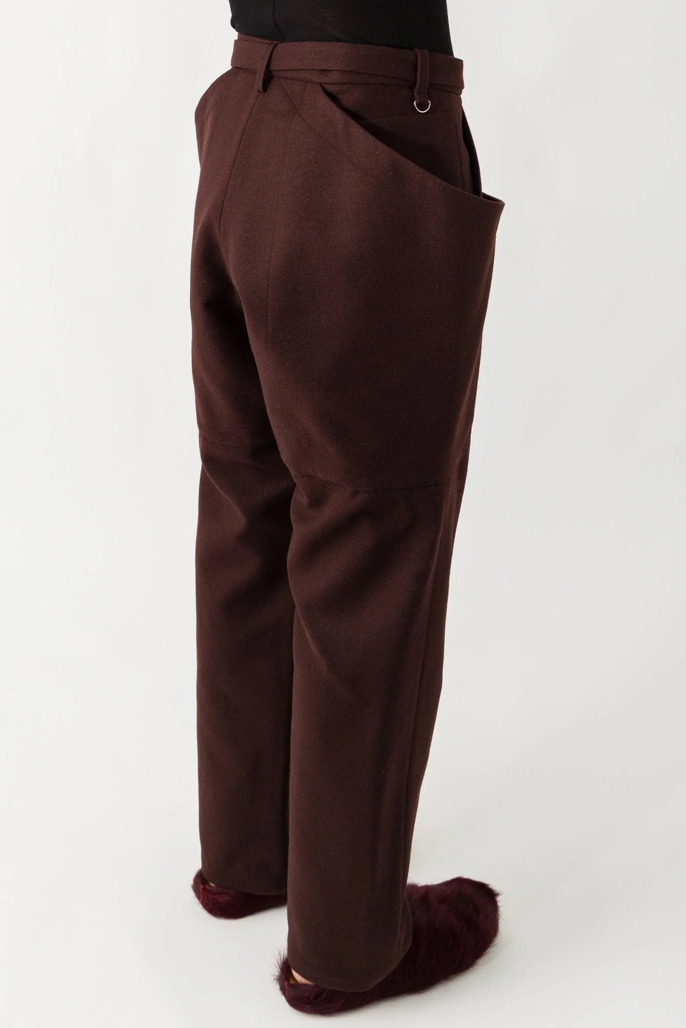 Sacai Wool Melton Pants In Brown - Image 3