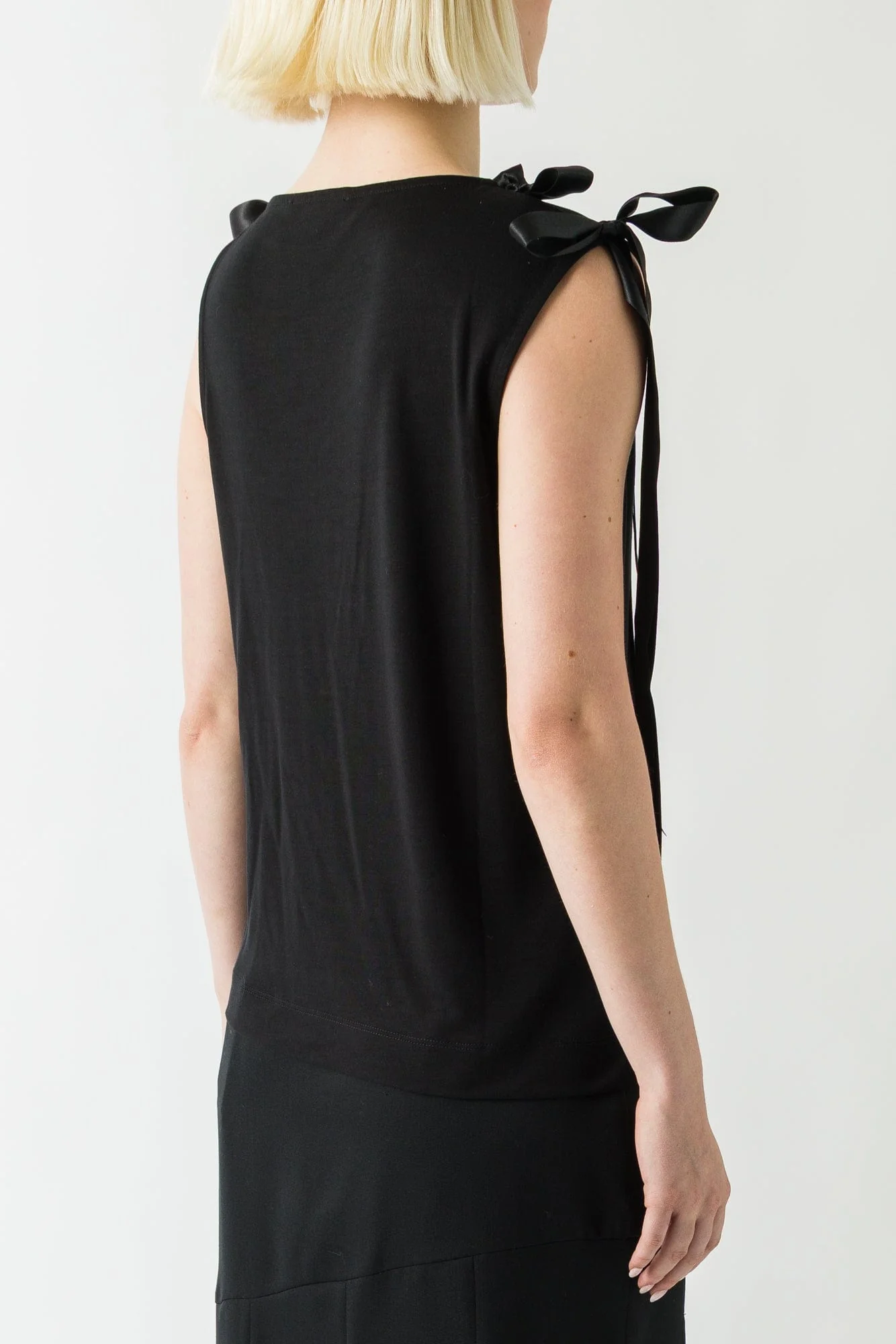 Simone Rocha Bow Ribbon Tail Tank In Black - Image 3