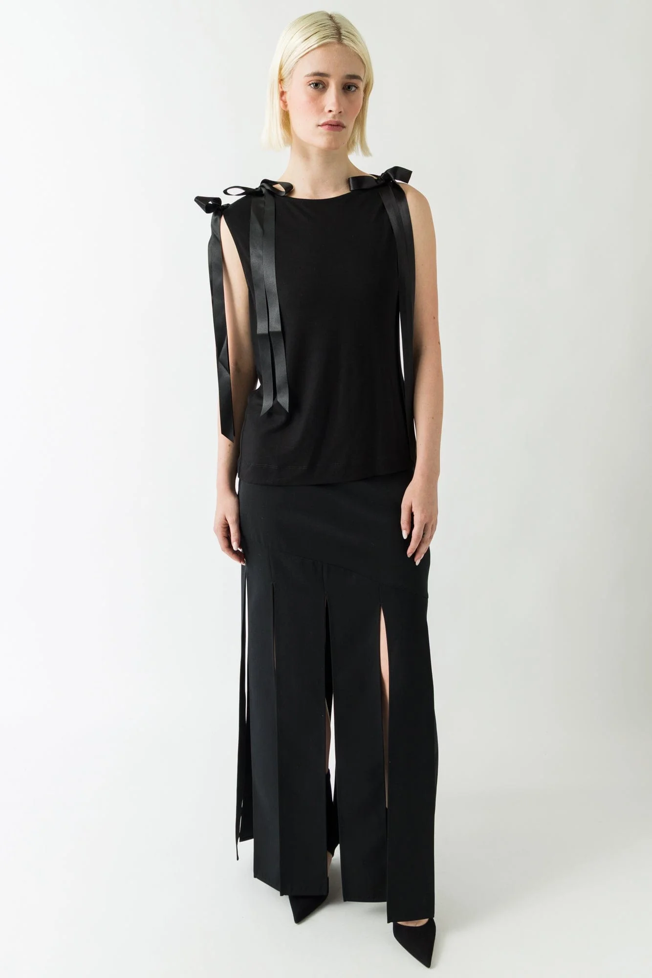 Simone Rocha Bow Ribbon Tail Tank In Black - Image 4
