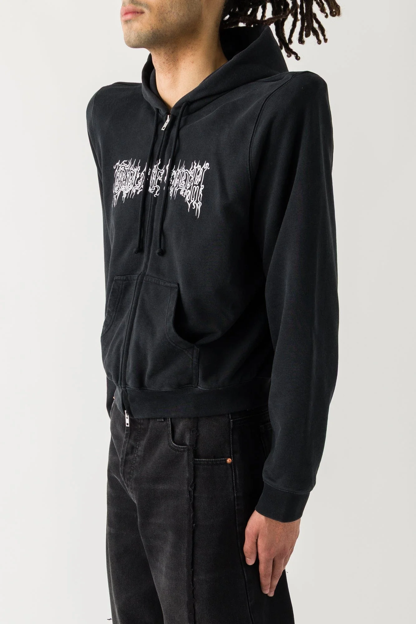 Vetements Logo Extreme Shoulder Fitted Zip-Up Hoodie - Image 2
