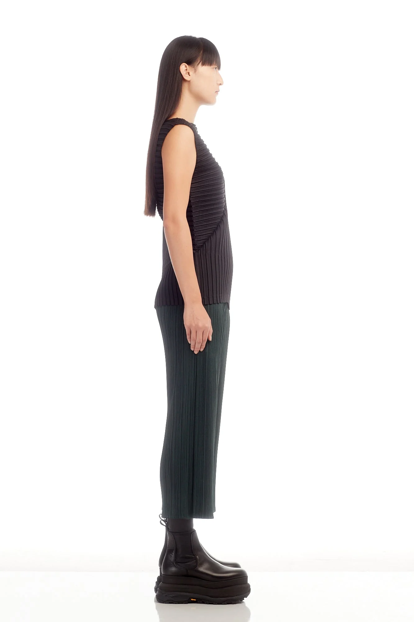 Issey Miyake Angled Pleats Sleeveless Top - Image 4