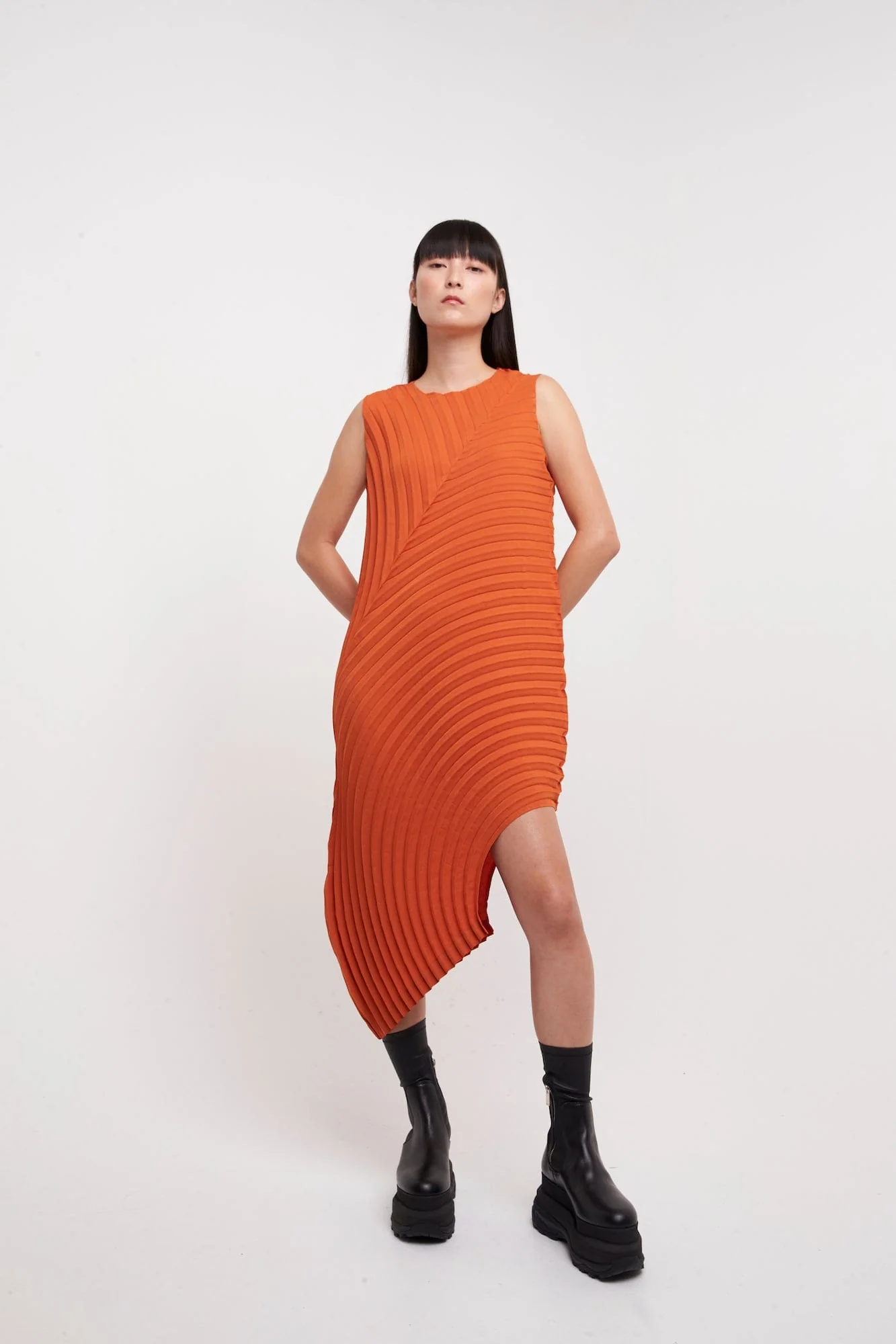 Issey Miyake Curved Pleats Dress - Image 4