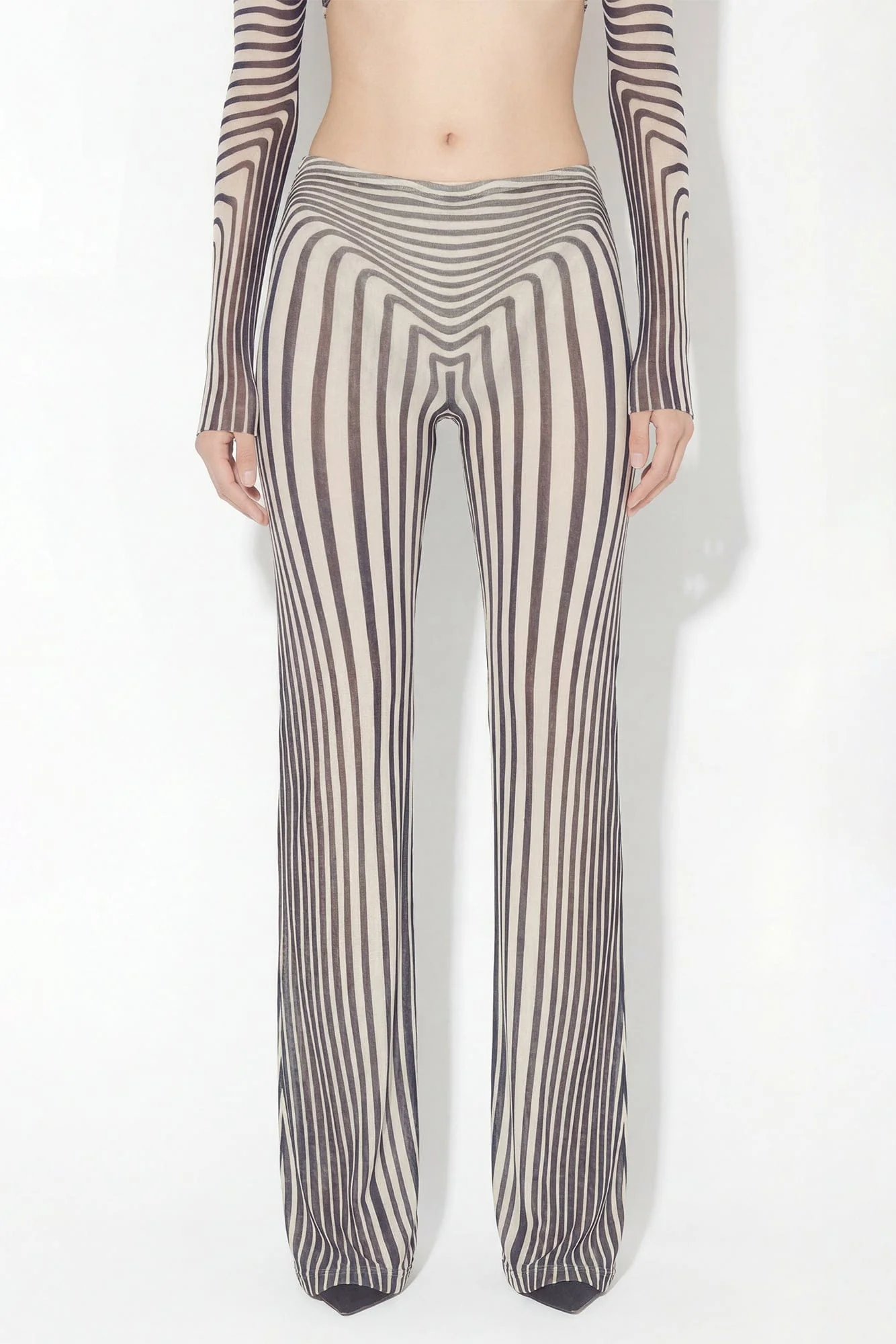 Jean Paul Gaultier Flare Trousers in Morphing Stripes