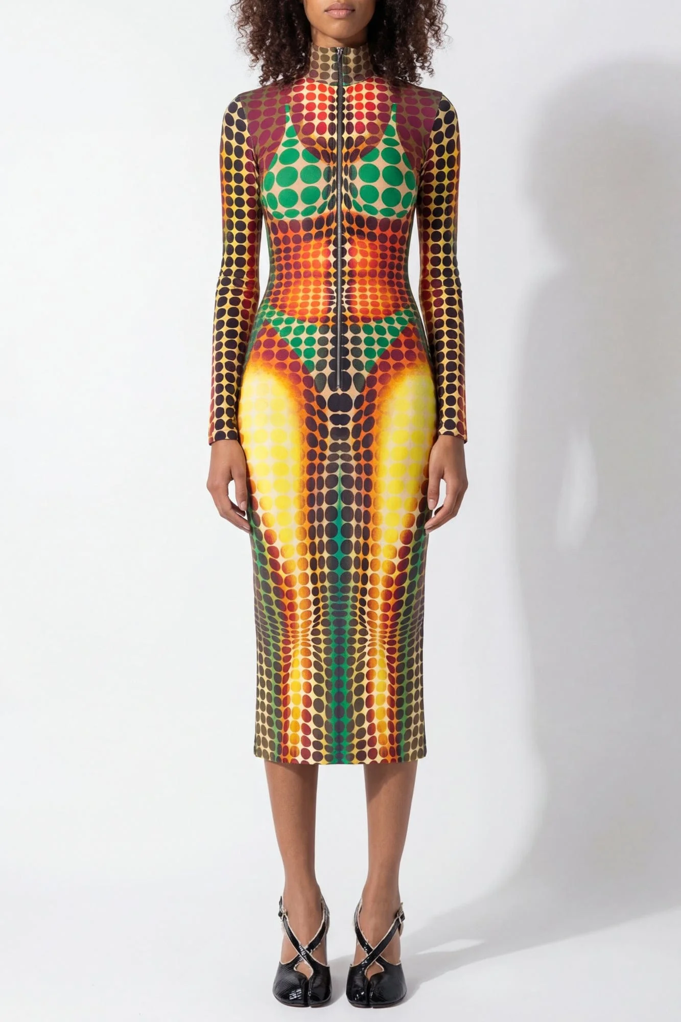 Jean Paul Gaultier High Neck Long Dress in Orange
