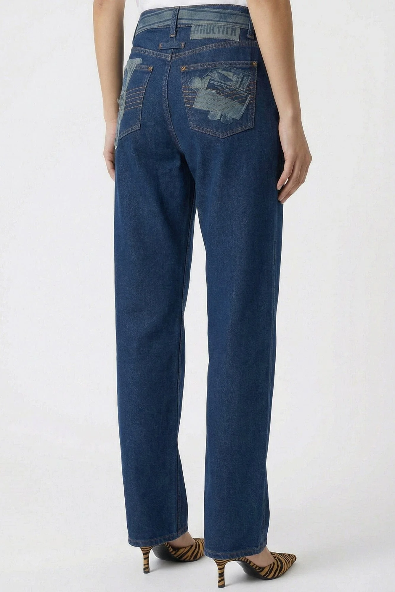 Jean Paul Gaultier Jeans with Trompe L'oeil Print in Vintage Blue - Image 3