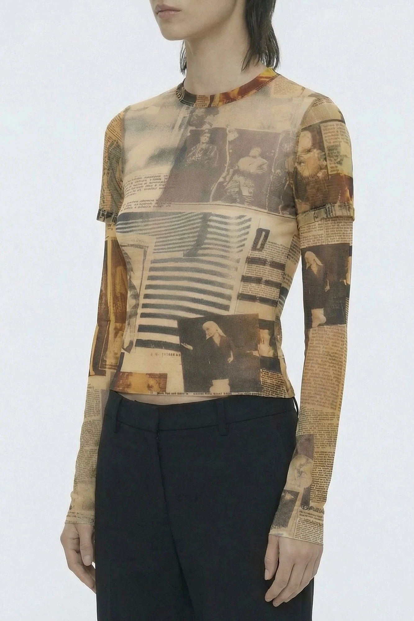 Jean Paul Gaultier Mesh Baby Tee in Journal - Image 2