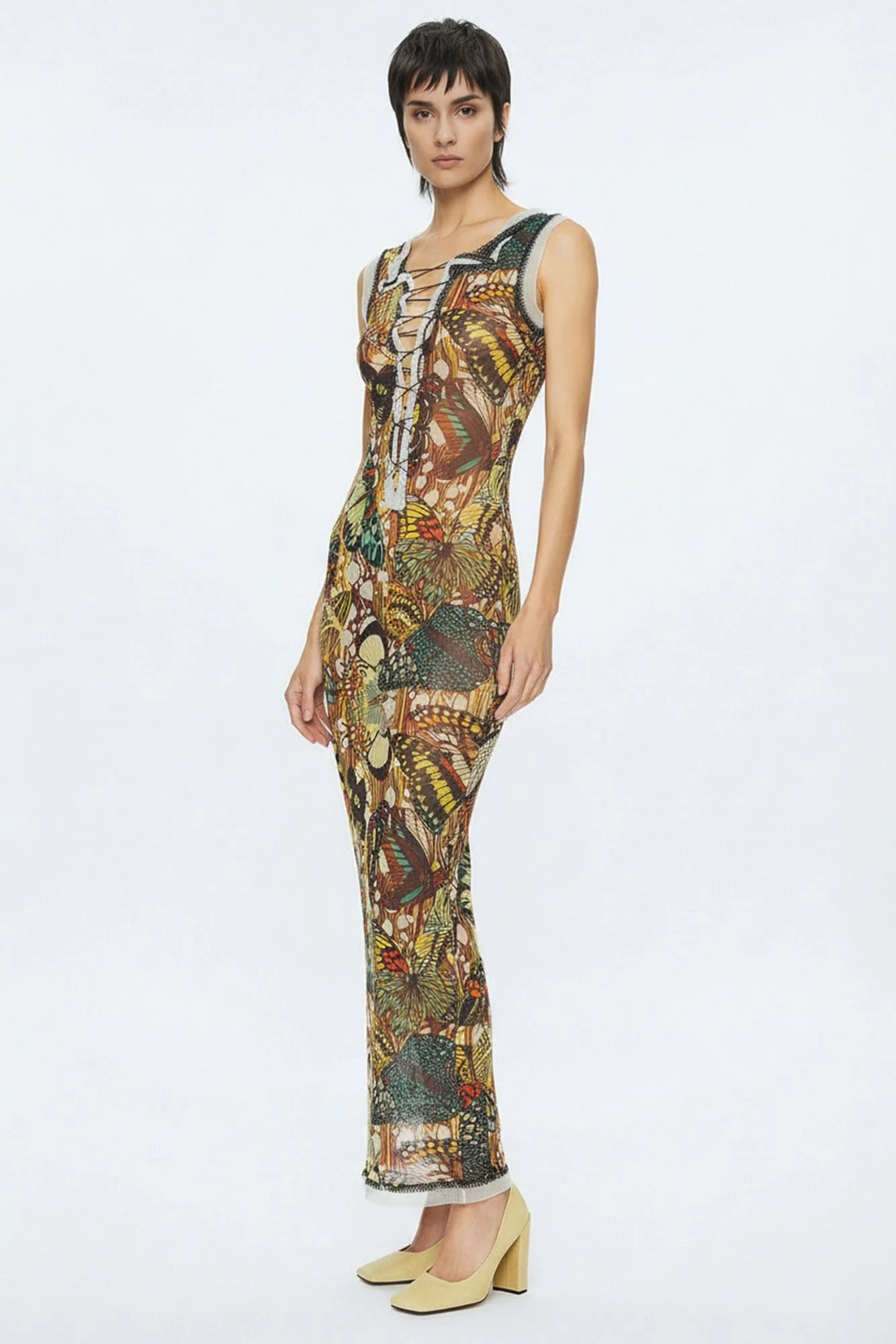 Jean Paul Gaultier Mesh Dress with Lacing in Papillon - Image 4