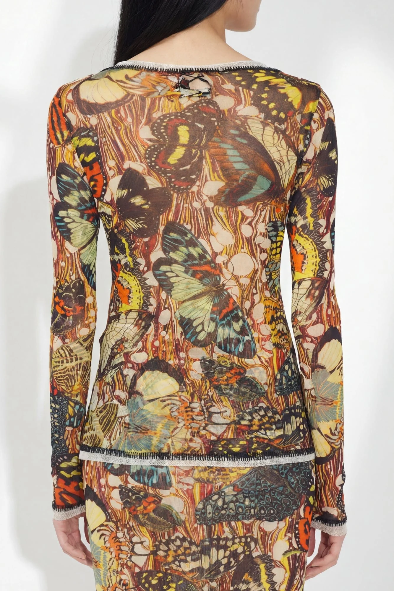 Jean Paul Gaultier Mesh Long Sleeve with Lacing in Papillon - Image 3