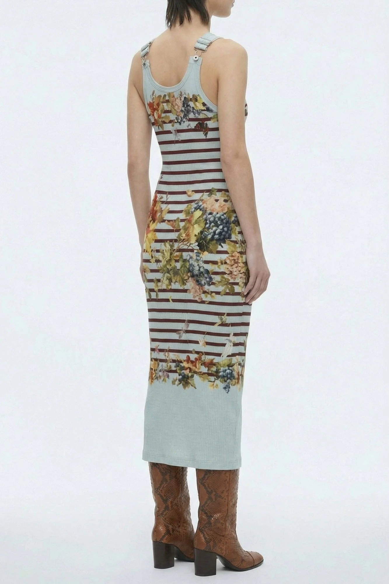 Jean Paul Gaultier Ribbed Dress with Buckles in Marinière Grape - Image 3