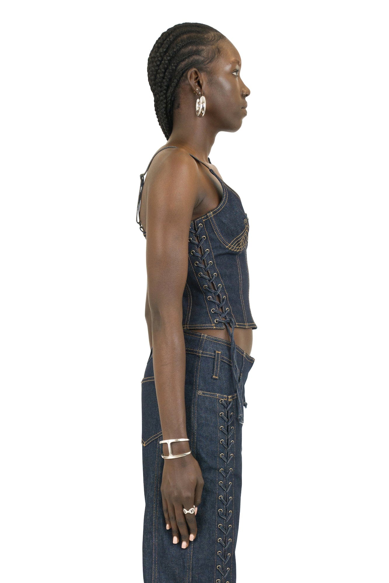 Jean Paul Gaultier Corset with Top Stitches Details in Indigo - Image 2