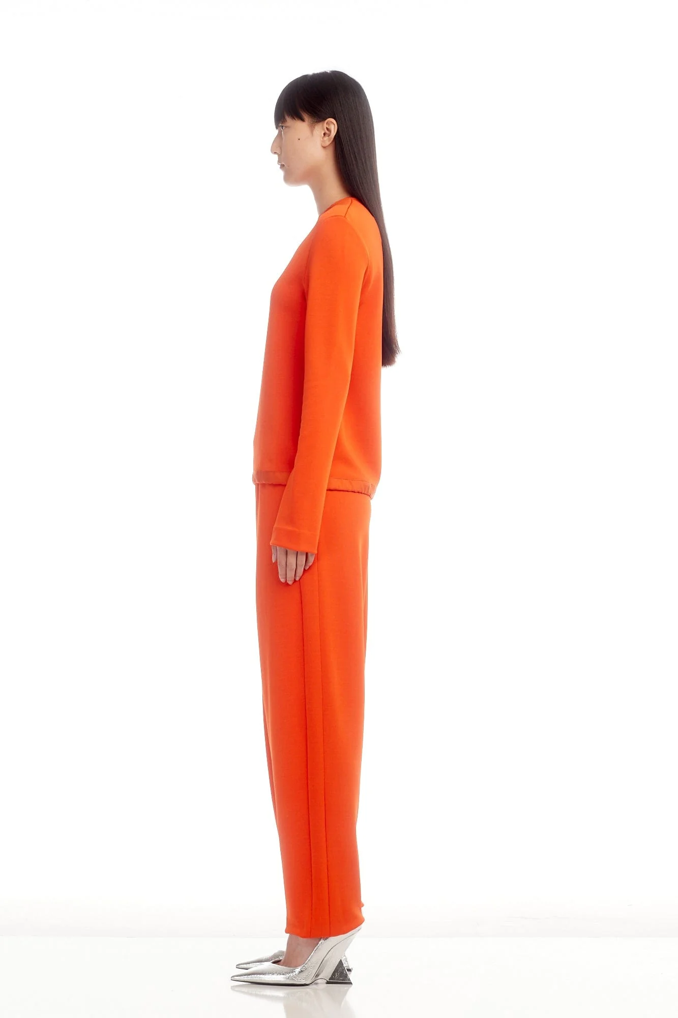 Jil Sander Crew Neck Sweatshirt with Drawstring in Paprika - Image 2