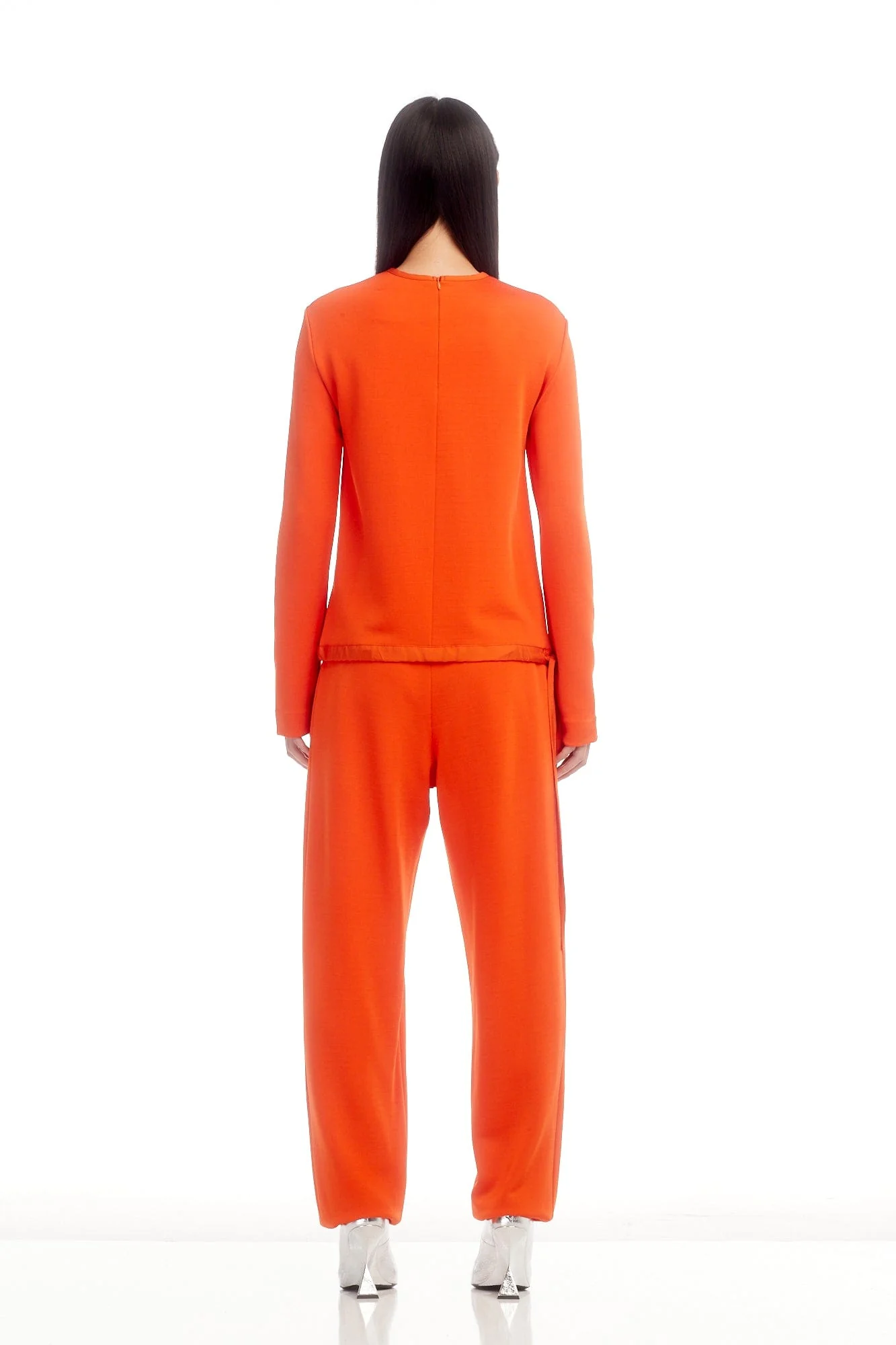 Jil Sander Crew Neck Sweatshirt with Drawstring in Paprika - Image 3