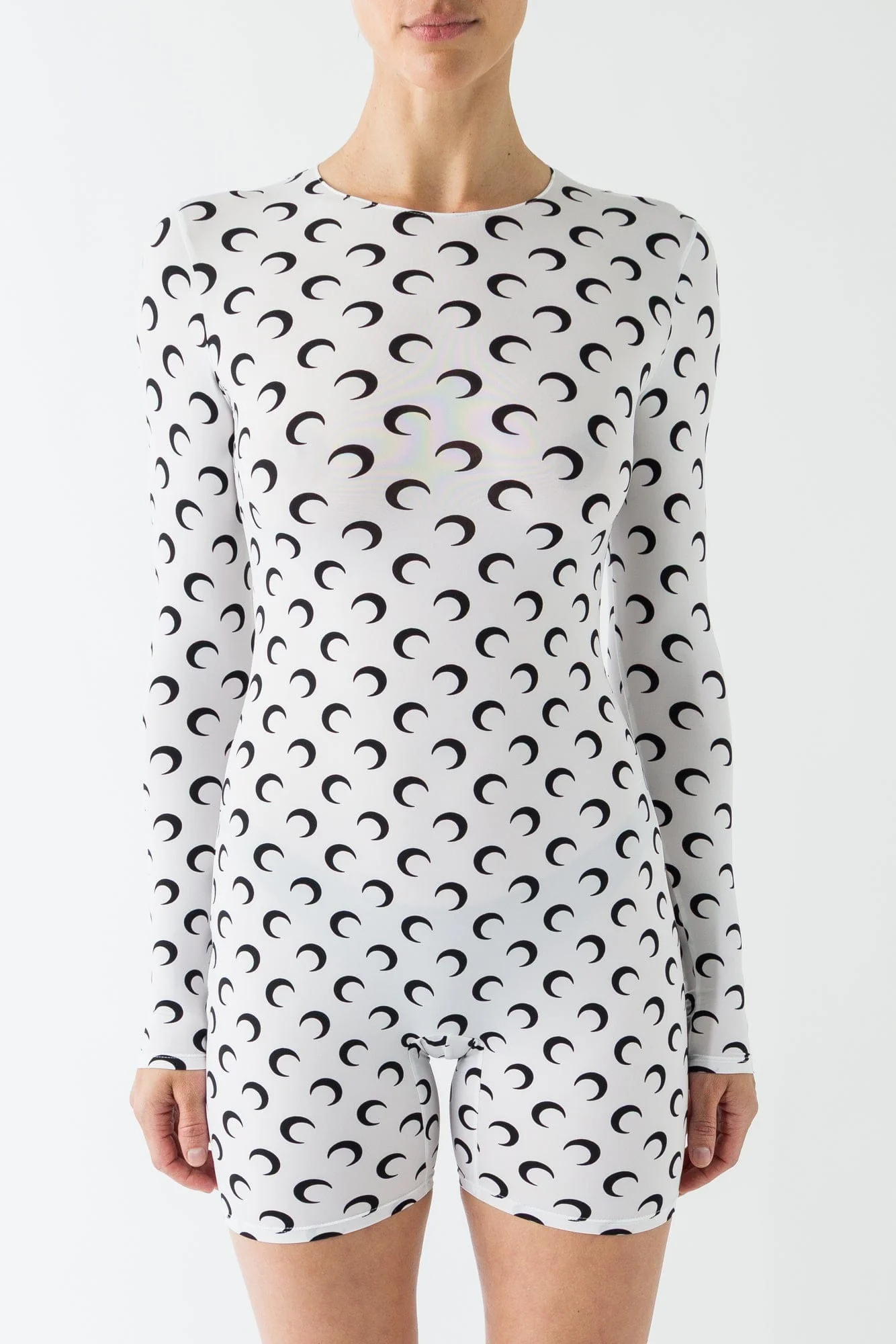 Marine Serre Moon Jersey Catsuit in Optical White