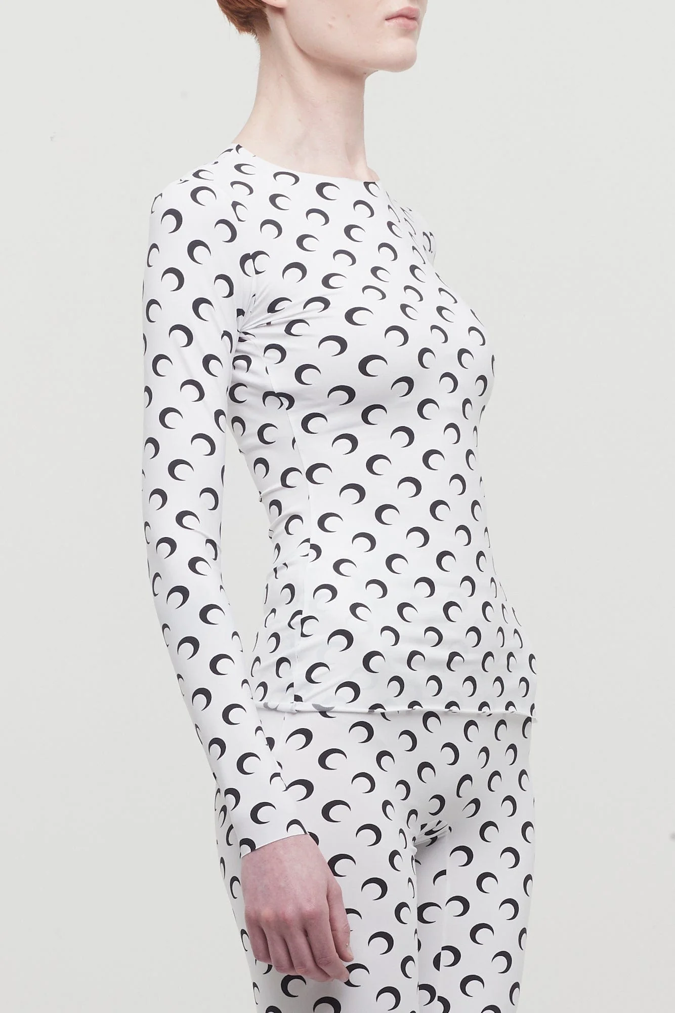 Marine Serre All over Moon Jersey Second Skin Top in White - Image 2