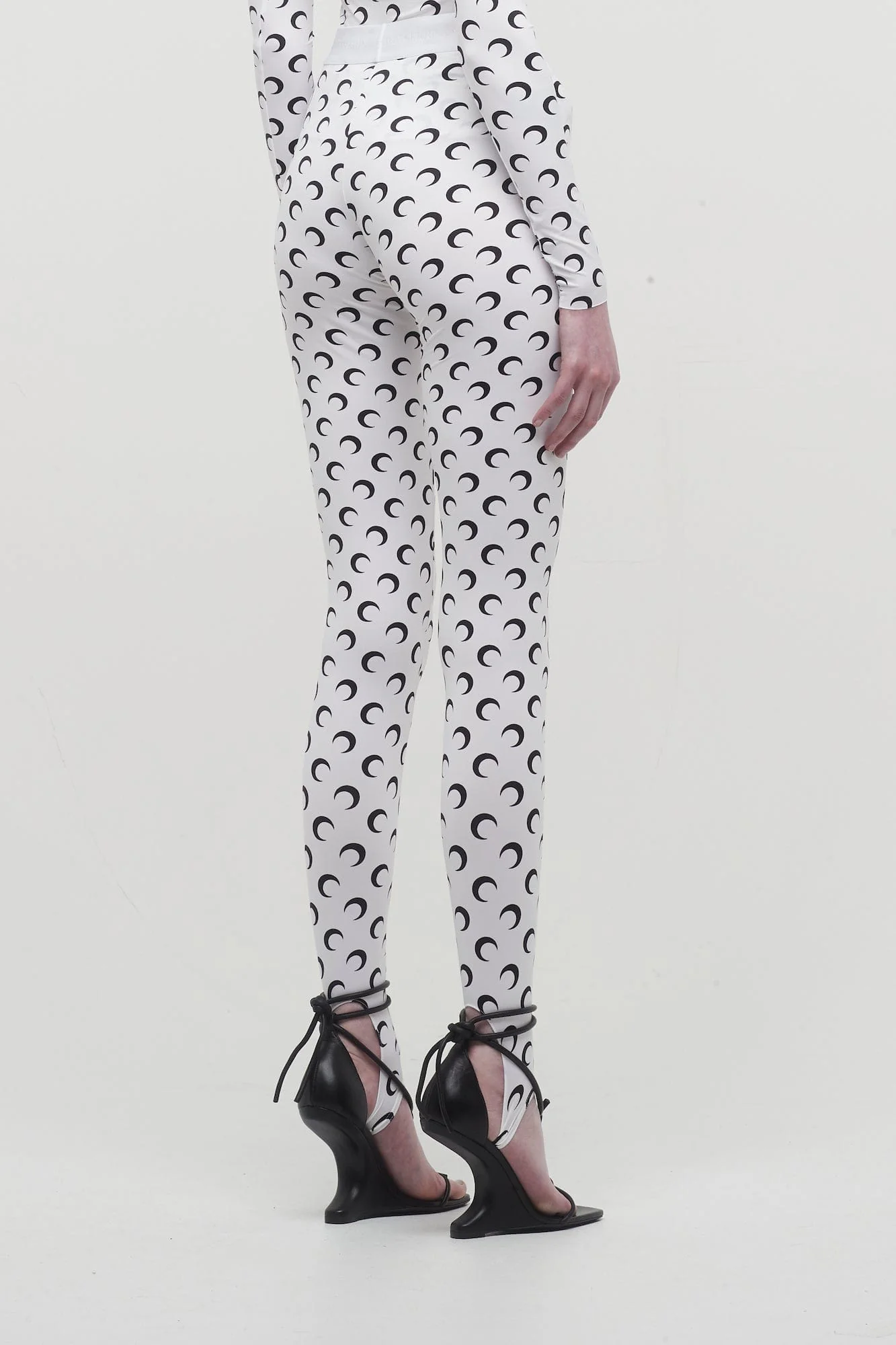 Marine Serre Regenerated All Over Moon Jersey Leggings in White - Image 3