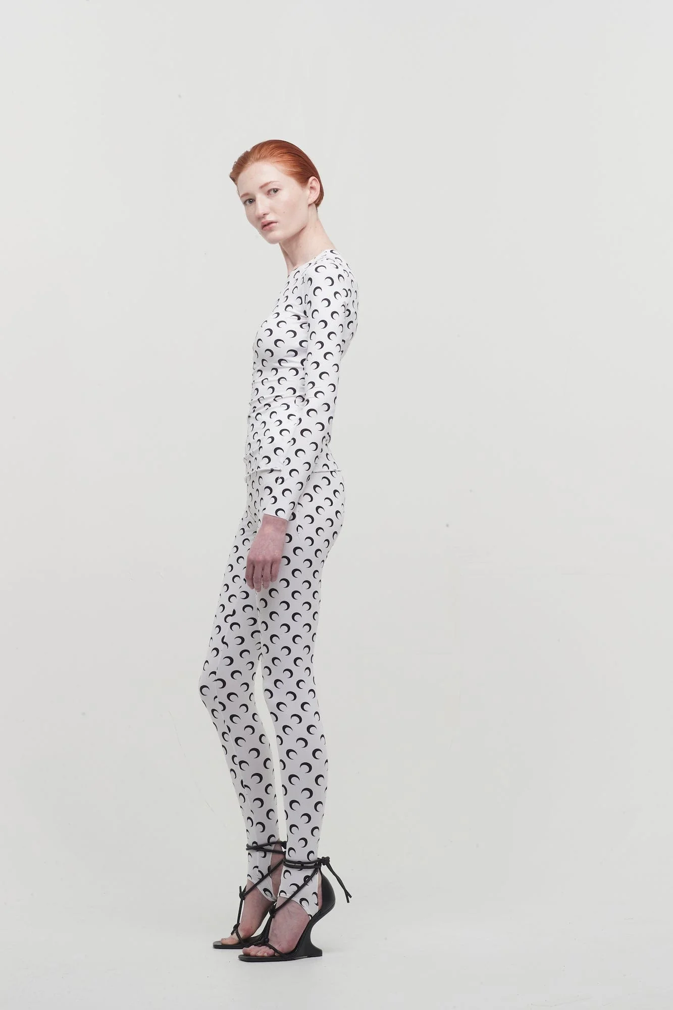 Marine Serre Regenerated All Over Moon Jersey Leggings in White - Image 4