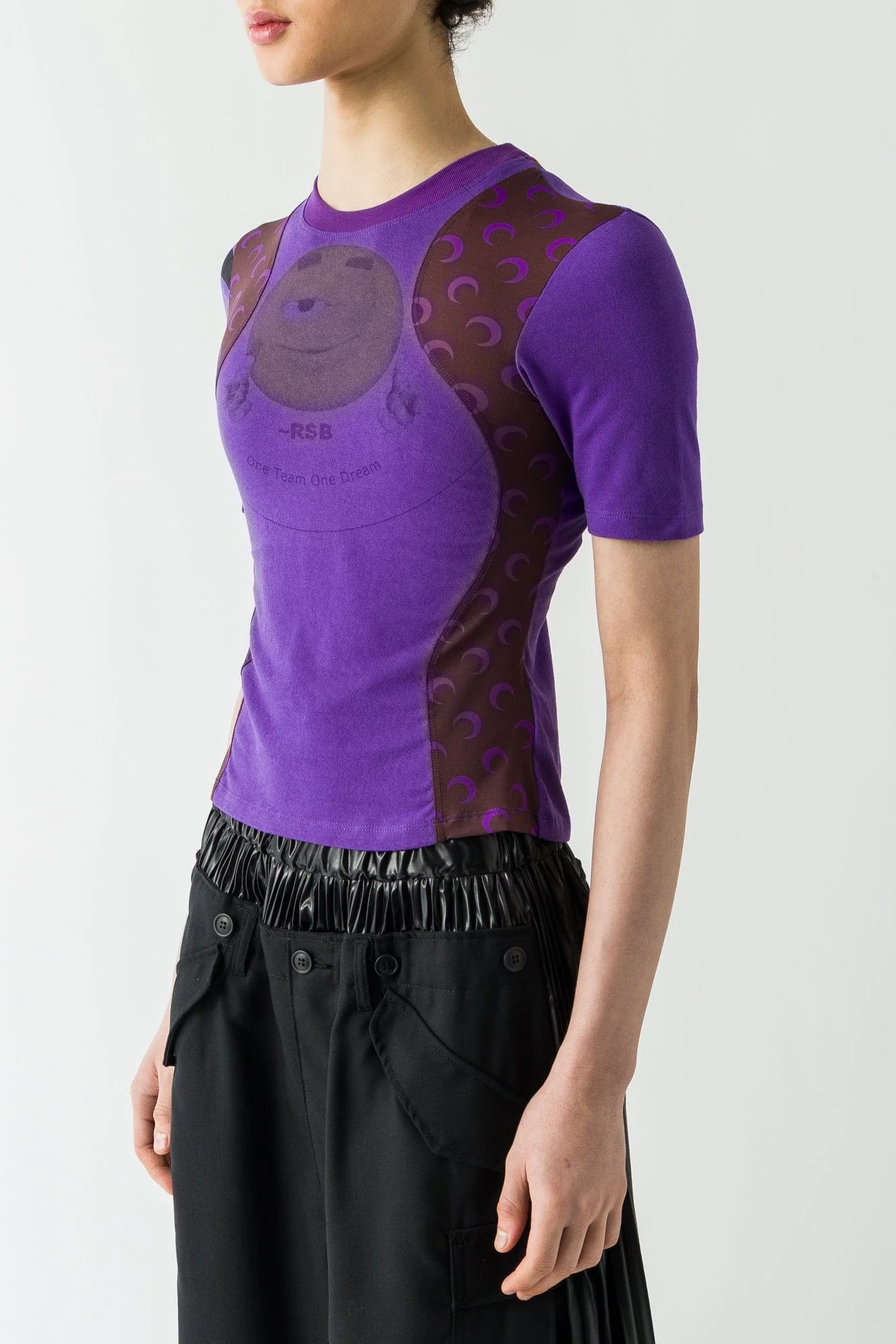 Marine Serre Regenerated Graphic Jersey Baby T in Aubergine FW25 - Image 2