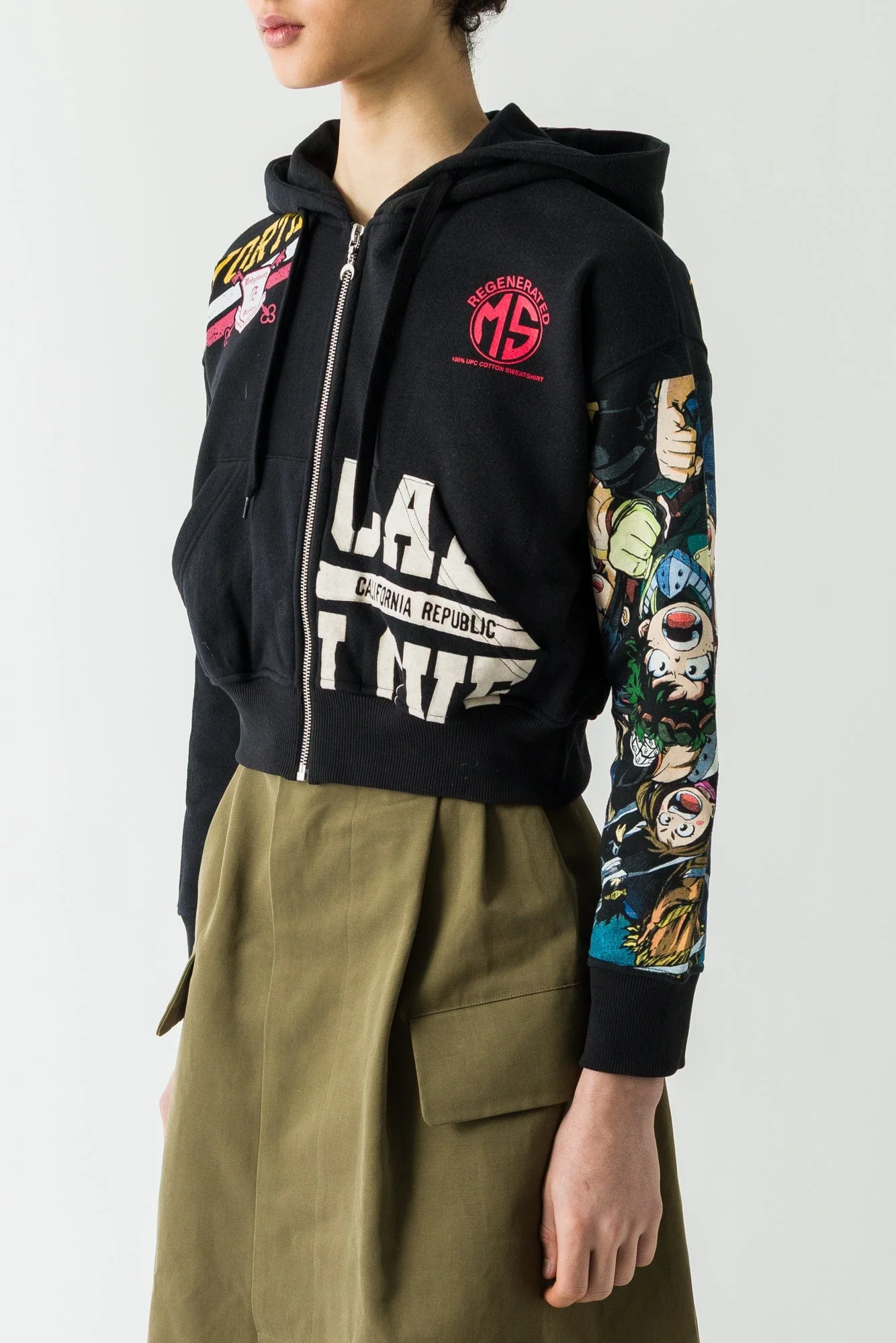 Marine Serre Regenerated Graphic Jersey Cropped Zipped Hoodie FW25 - Image 2