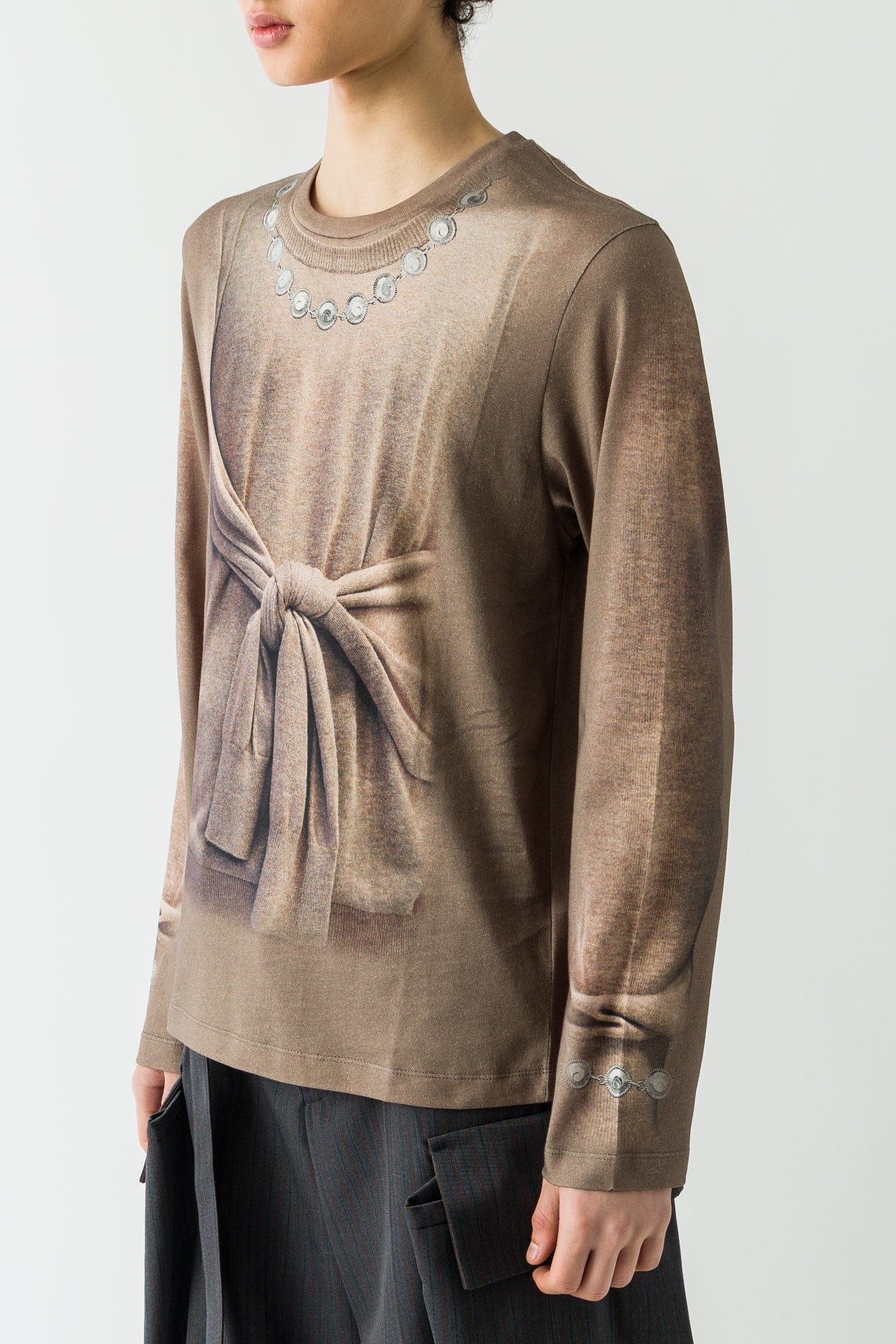 Marine Serre Trompe-L'oeil Knit Jersey Longsleeve T-Shirt FW25 - Image 2