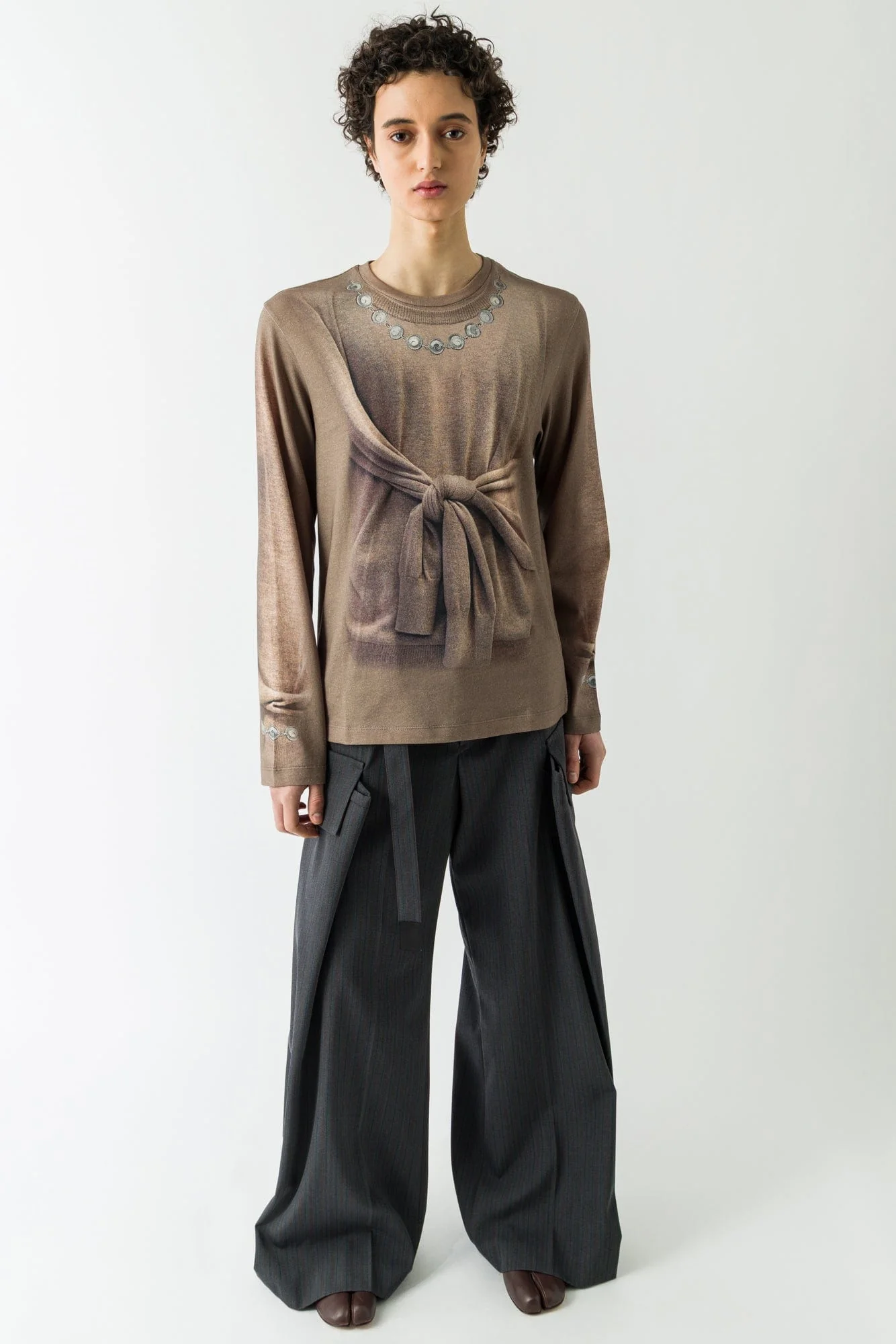 Marine Serre Trompe-L'oeil Knit Jersey Longsleeve T-Shirt FW25 - Image 4