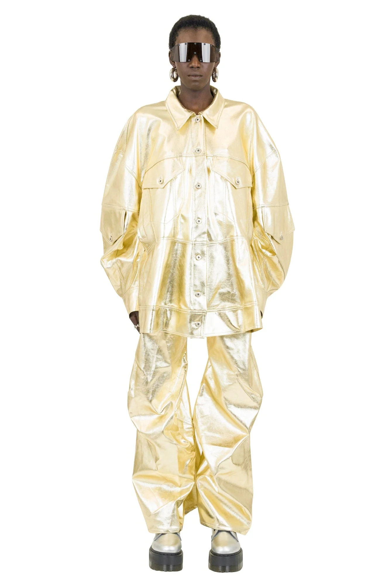 Melitta Baumeister Gold Laminated Denim Pants - Image 3