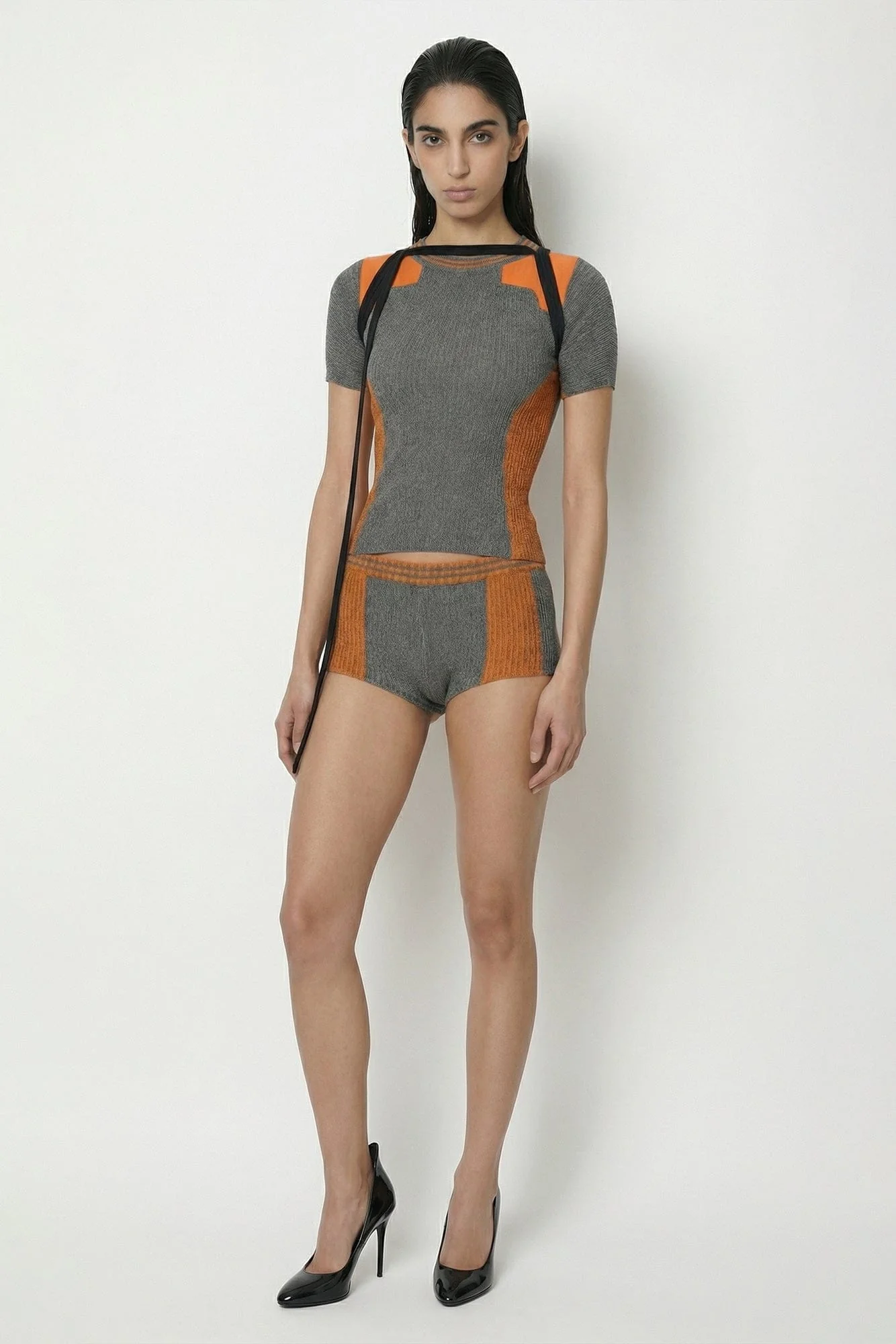 Ottolinger Textured Knit Team Shorts in Grey - Image 4
