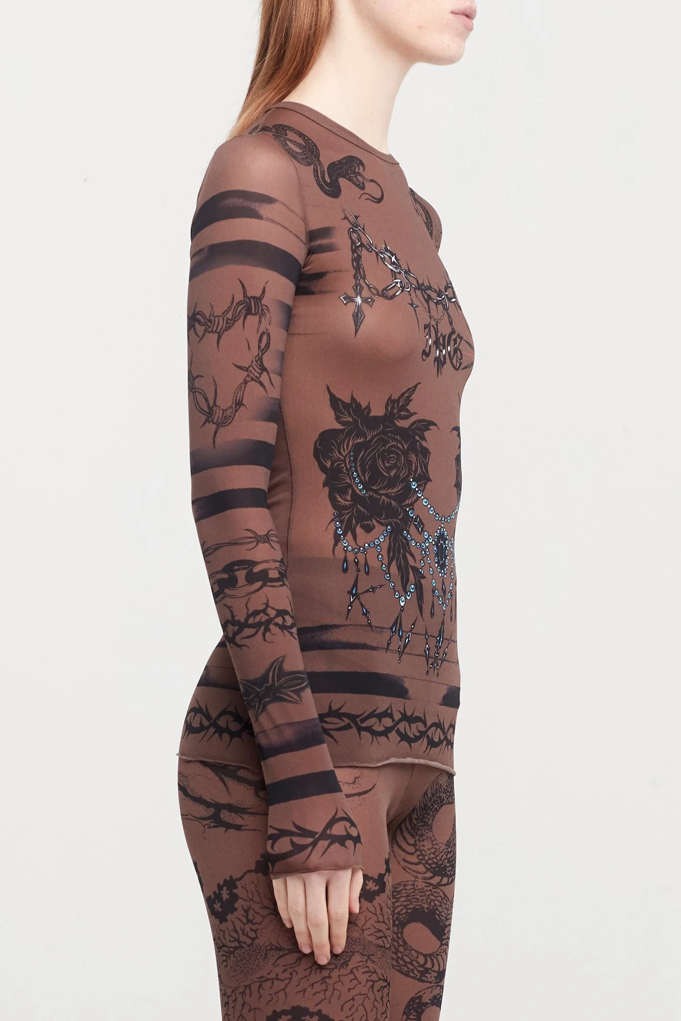 Jean Paul Gaultier X KNWLS Crewneck Long Sleeves Printed Trompe L'oeil Tattoo - Image 2