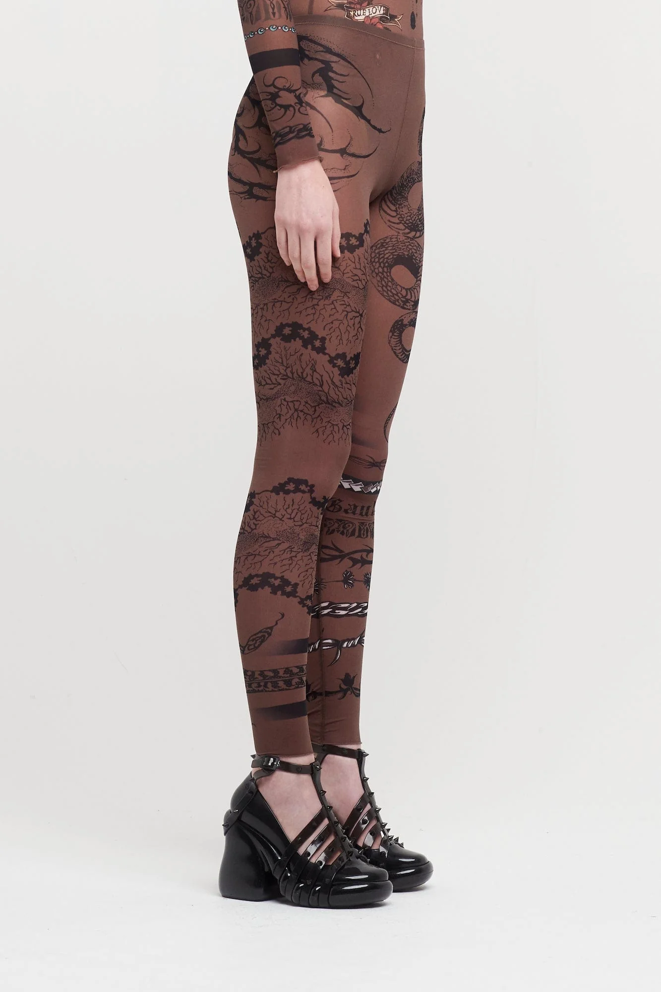 Jean Paul Gaultier X KNWLS Leggings Printed Trompe l'oeil Tattoo - Image 2