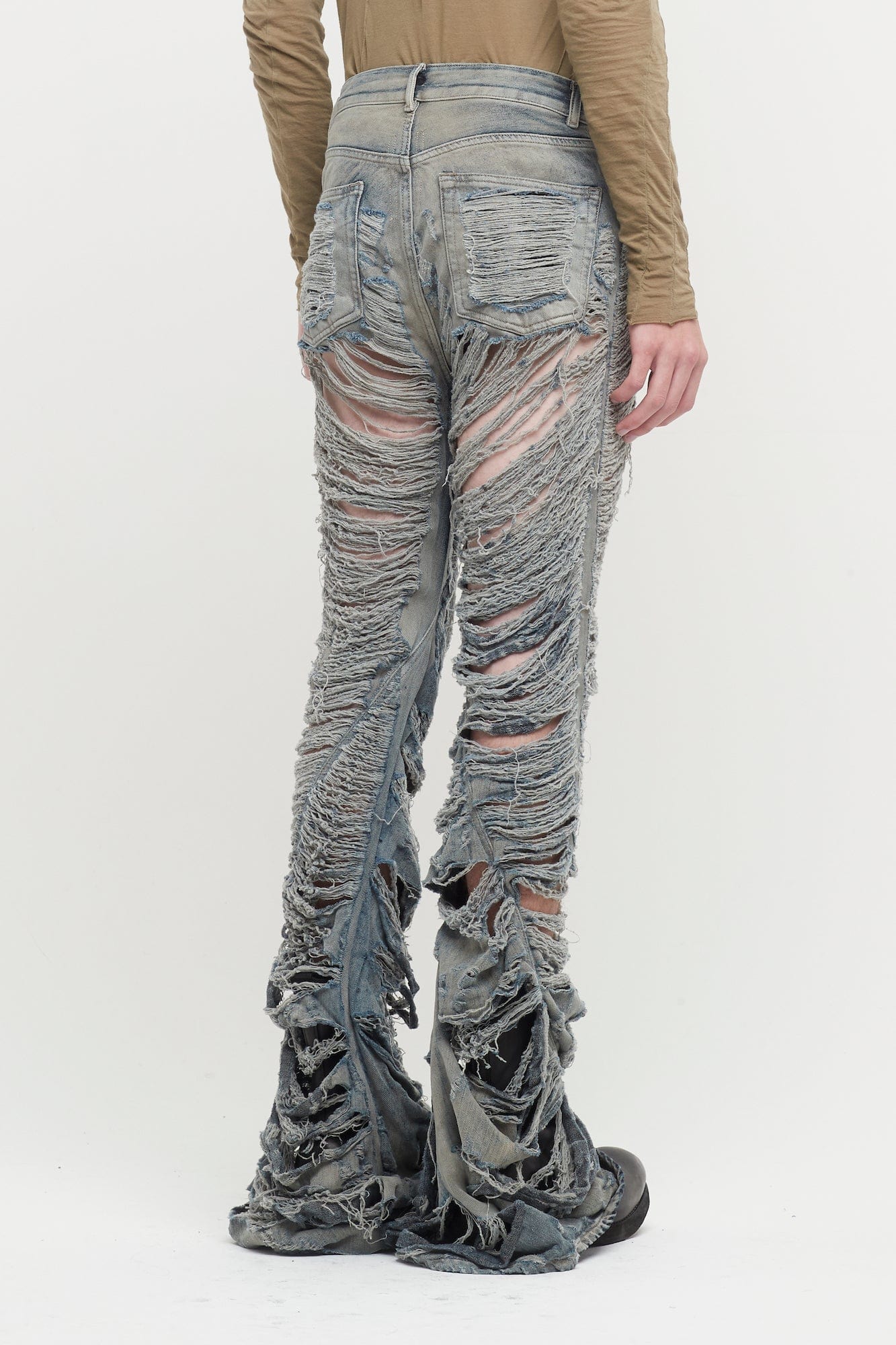 Rick Owens Bias bootcut Jeans in Shredded Hustler Blue - Image 3