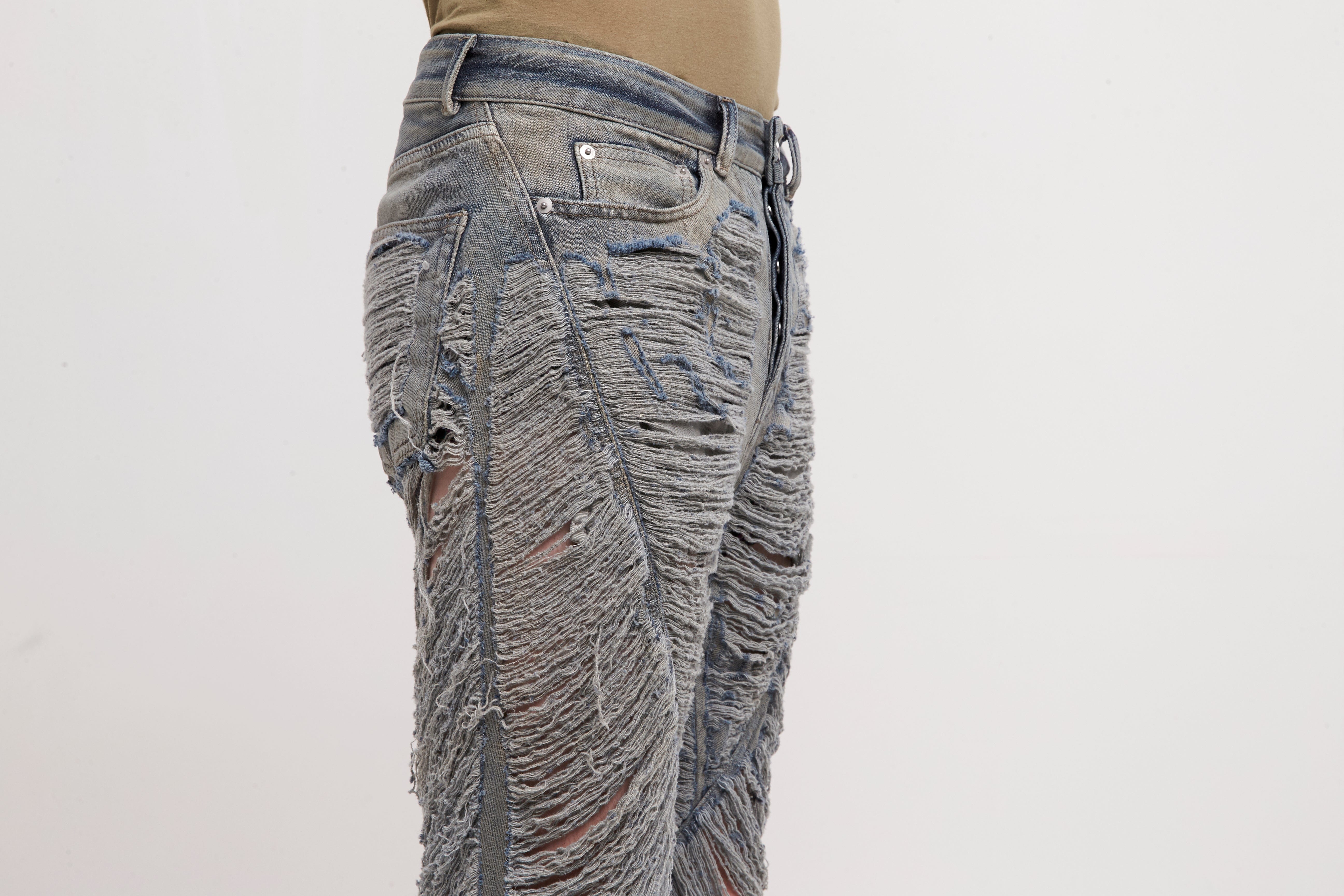 Rick Owens Bias bootcut Jeans in Shredded Hustler Blue - Image 4
