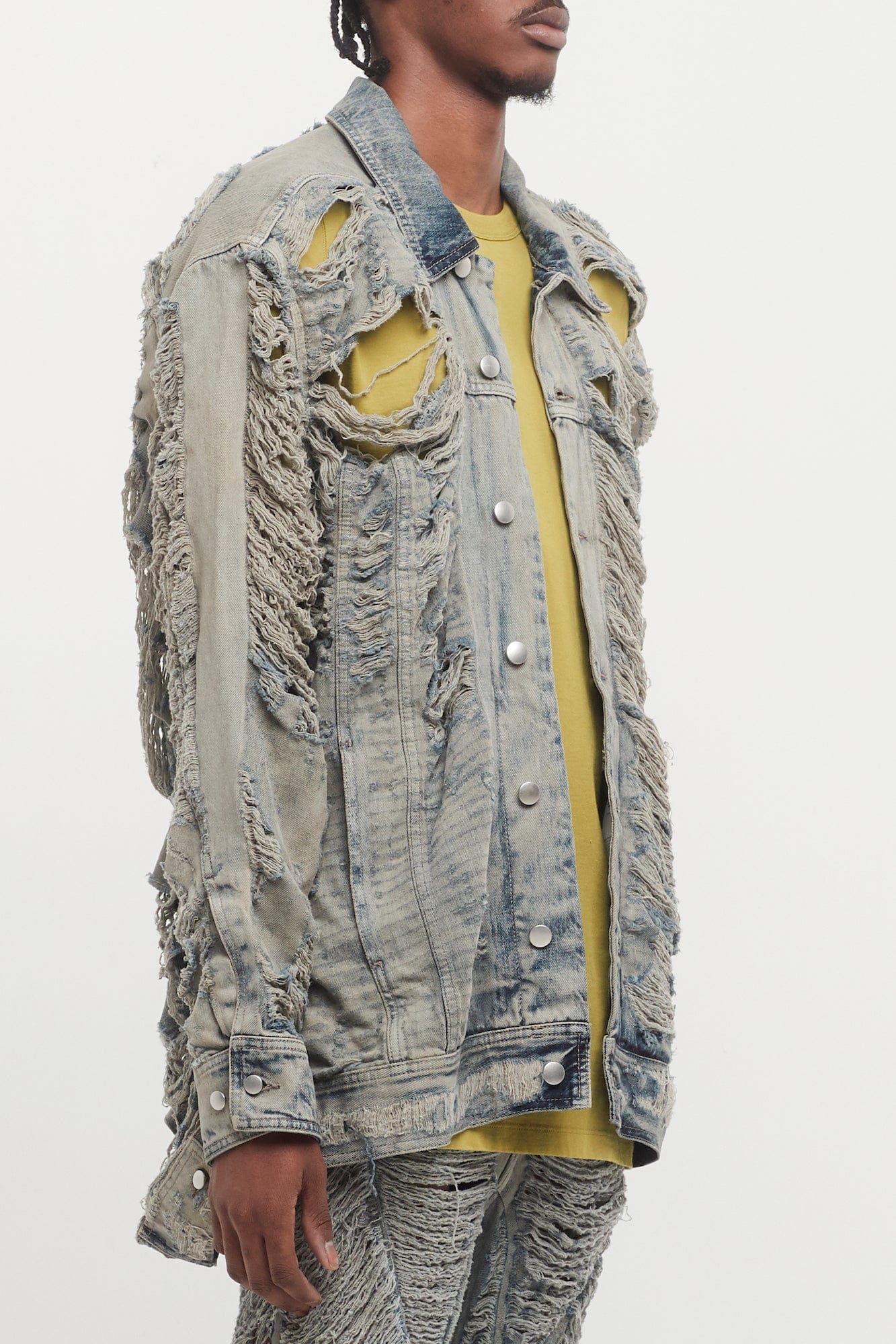 Rick Owens Jumbo Worker Jacket in Shredded Hustler Denim - Image 2