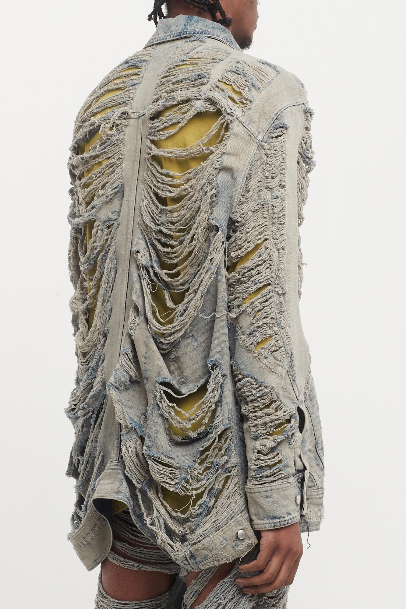 Rick Owens Jumbo Worker Jacket in Shredded Hustler Denim - Image 3