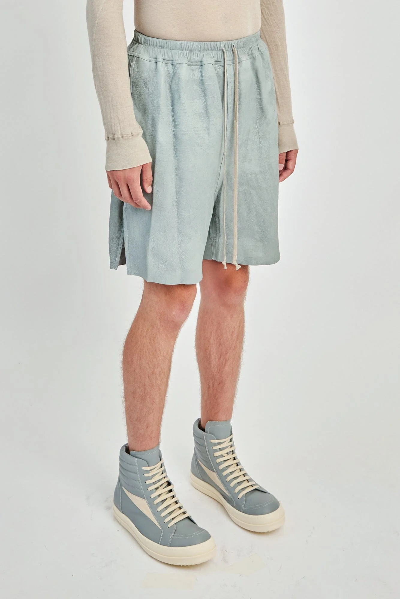 Rick Owens Leather Boxers in Pale Blue - Image 2