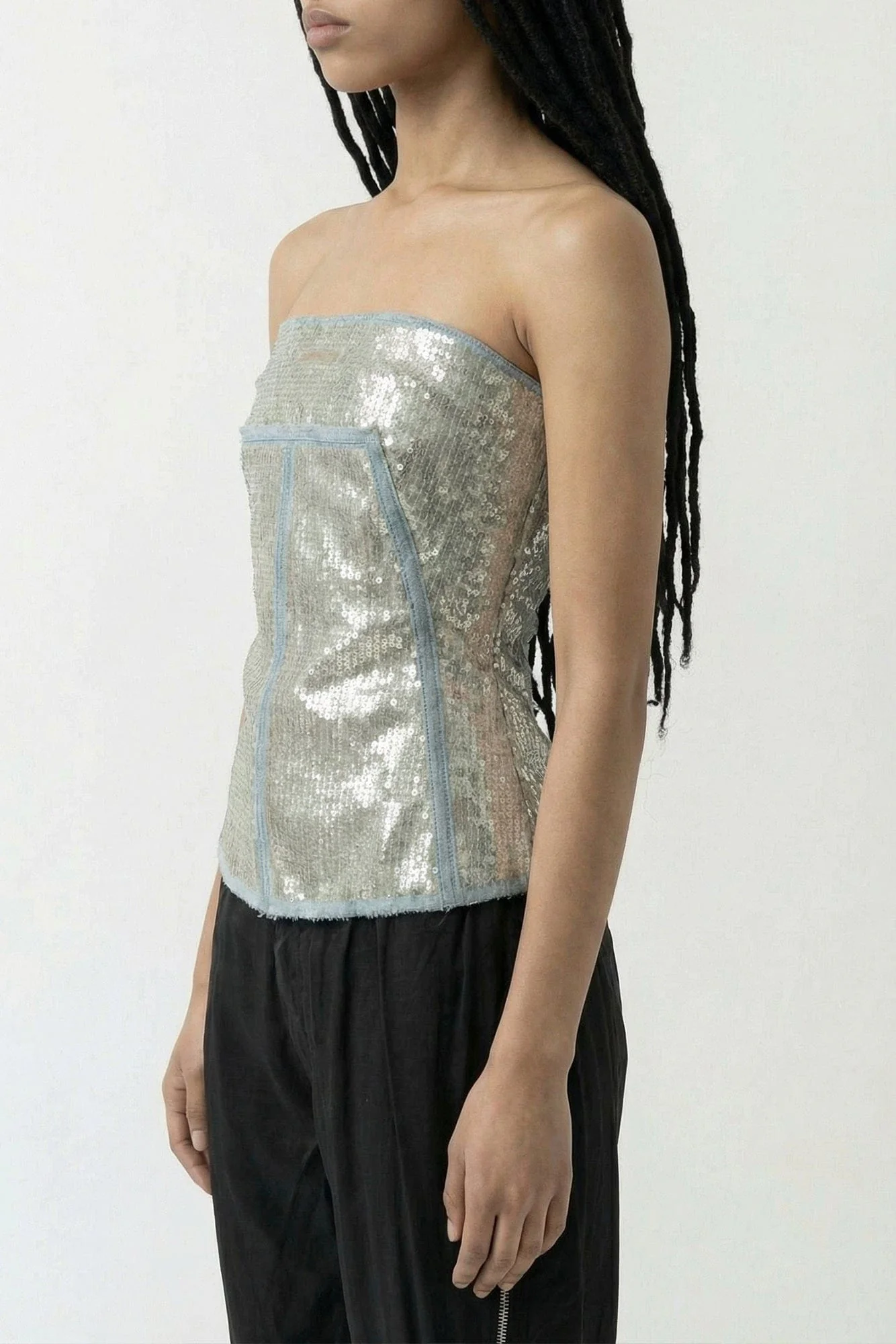 Rick Owens Bustier Top in Denim Ricamato SS26 - Image 2