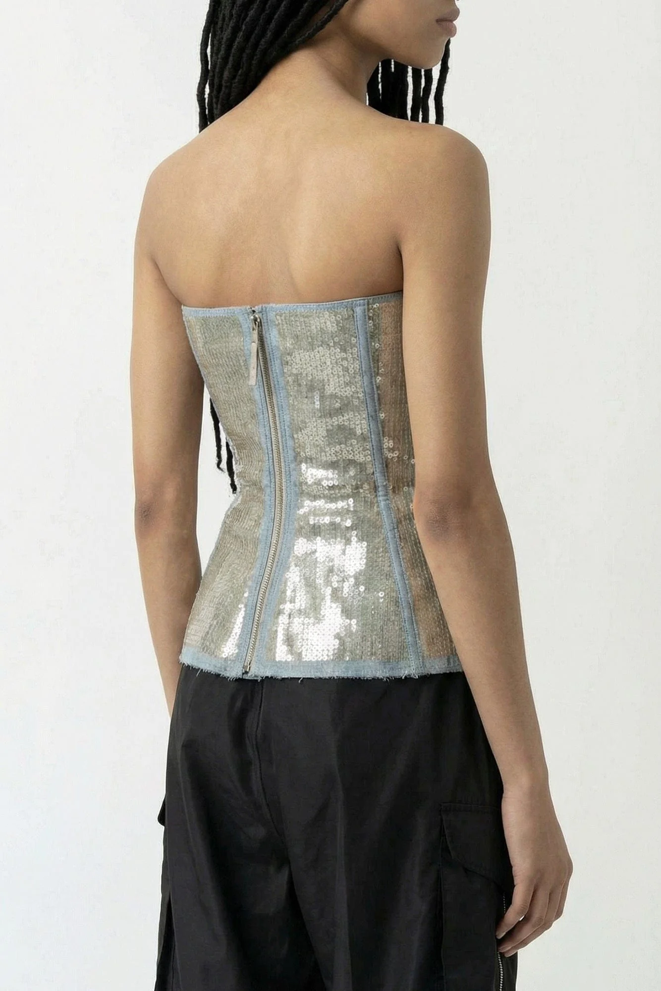 Rick Owens Bustier Top in Denim Ricamato SS26 - Image 3