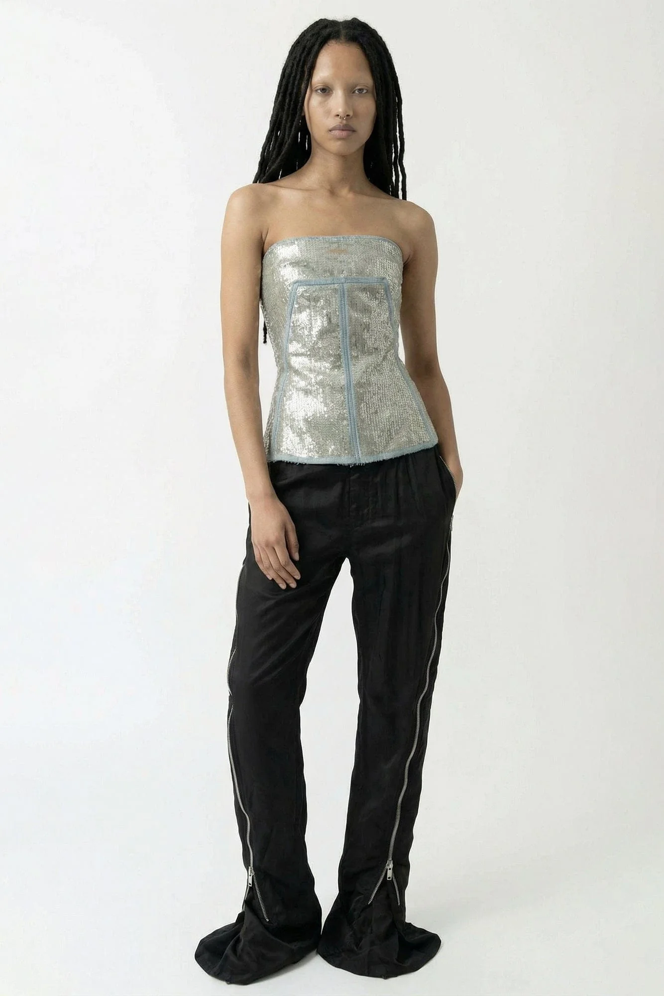 Rick Owens Bustier Top in Denim Ricamato SS26 - Image 4