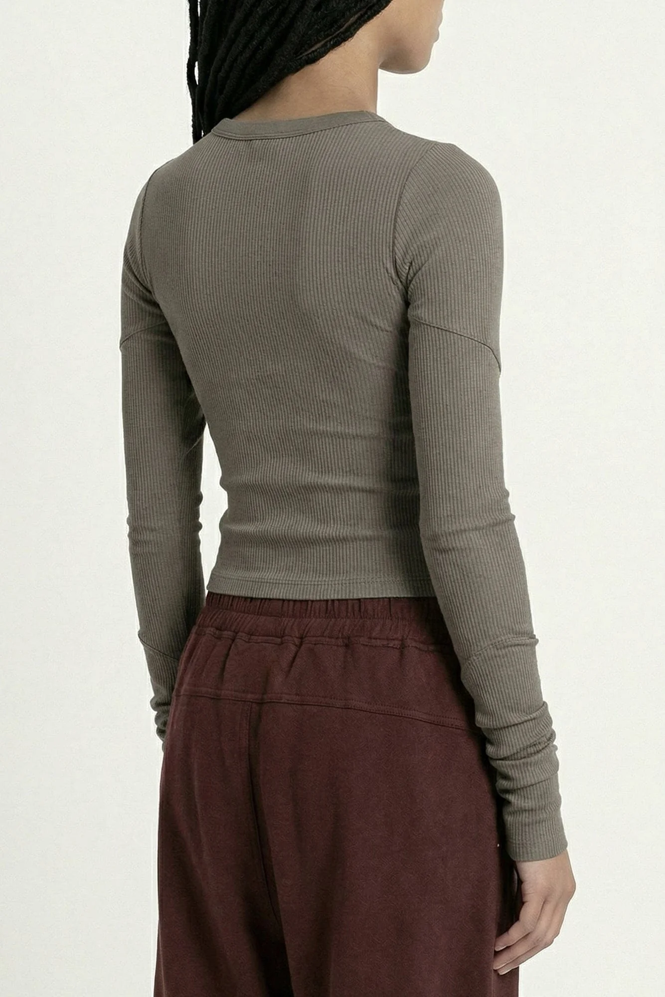 Rick Owens Cropped Rib LS in Dust SS26 - Image 3