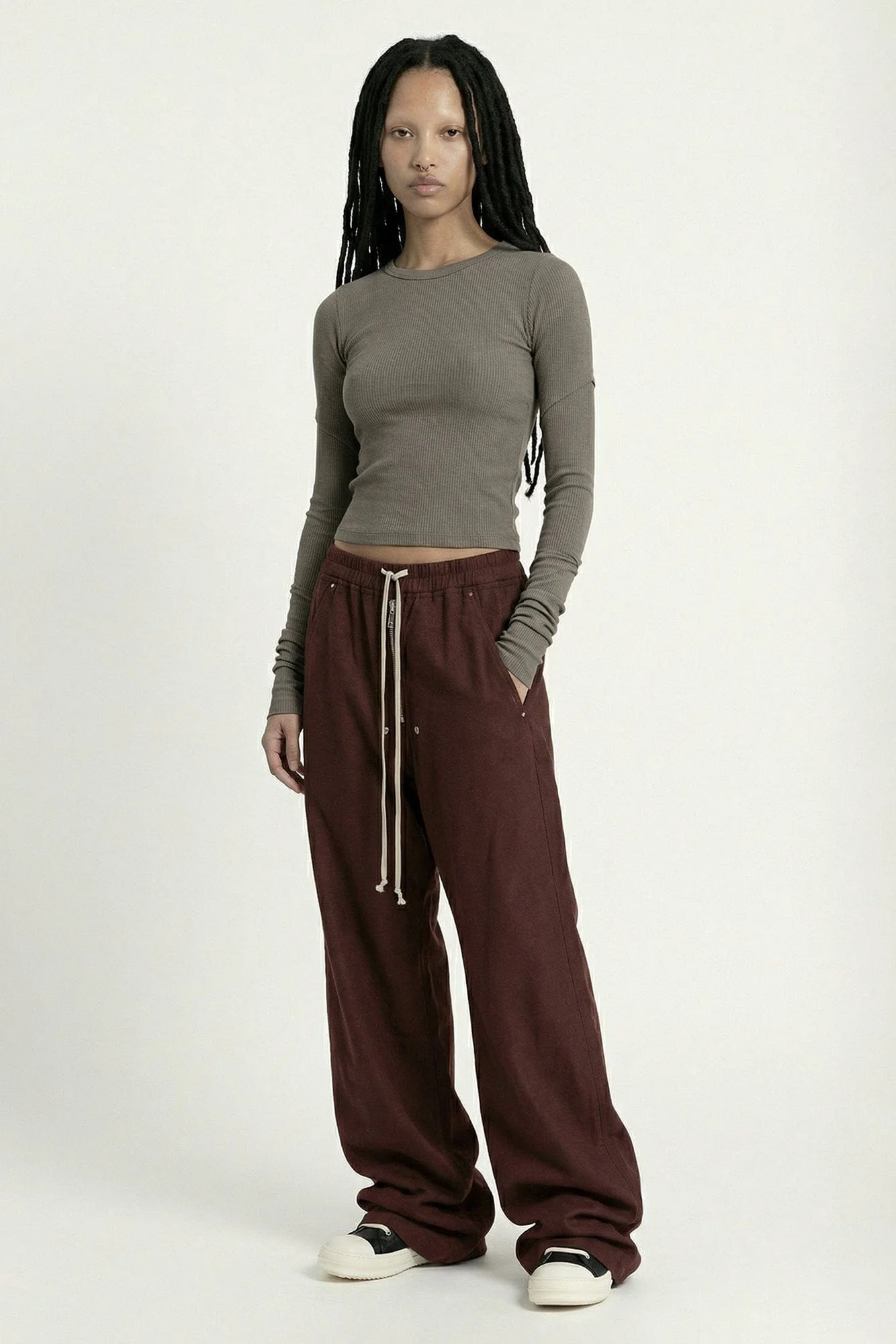 Rick Owens Cropped Rib LS in Dust SS26 - Image 4