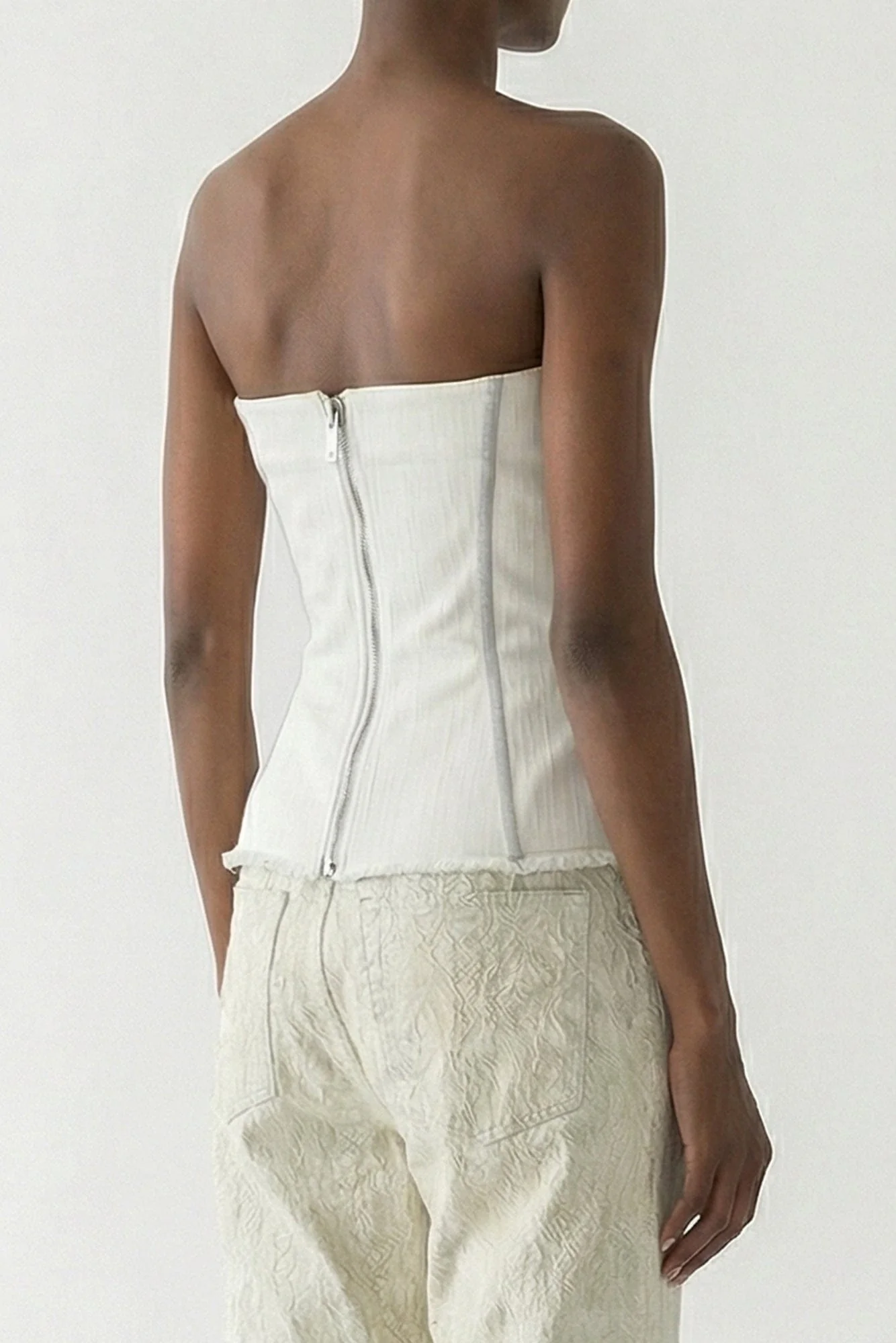 Rick Owens DRKSHDW Denim Bustier Top in Milk Wash - Image 3