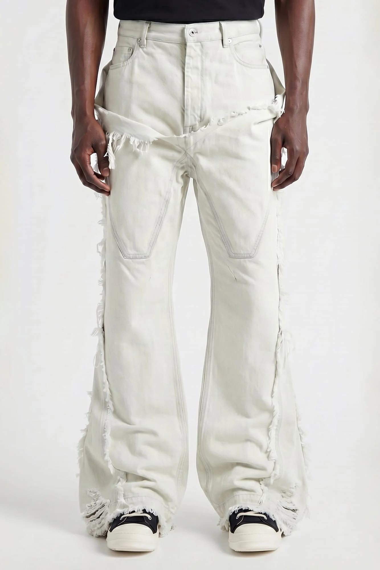 Rick Owens DRKSHDW Slivered Bootcut Denim in Milk Wash