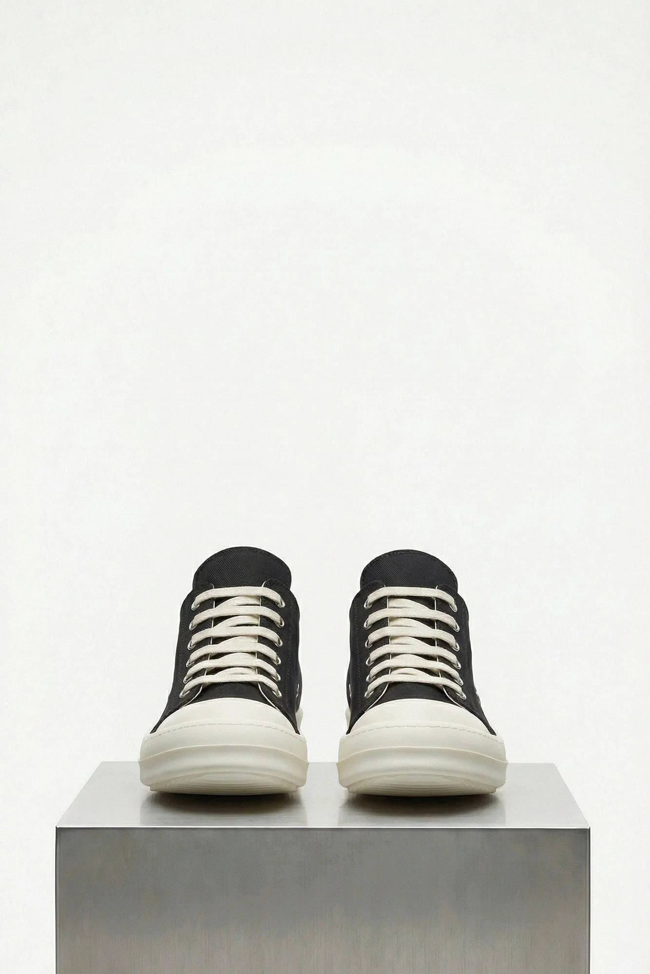 Rick Owens Extreme Low Sneakers in Black and Milk - Image 3