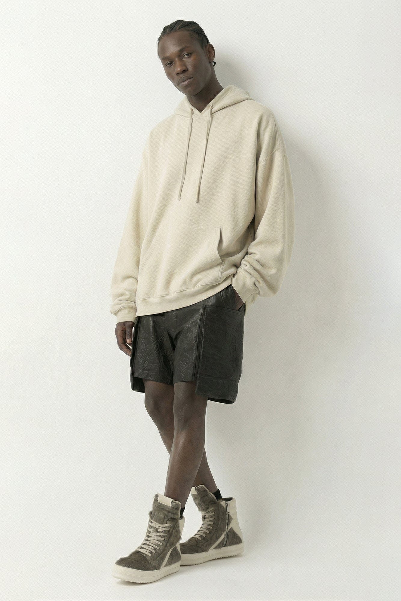 Rick Owens Hun Hoodie in Sand SS26 - Image 4