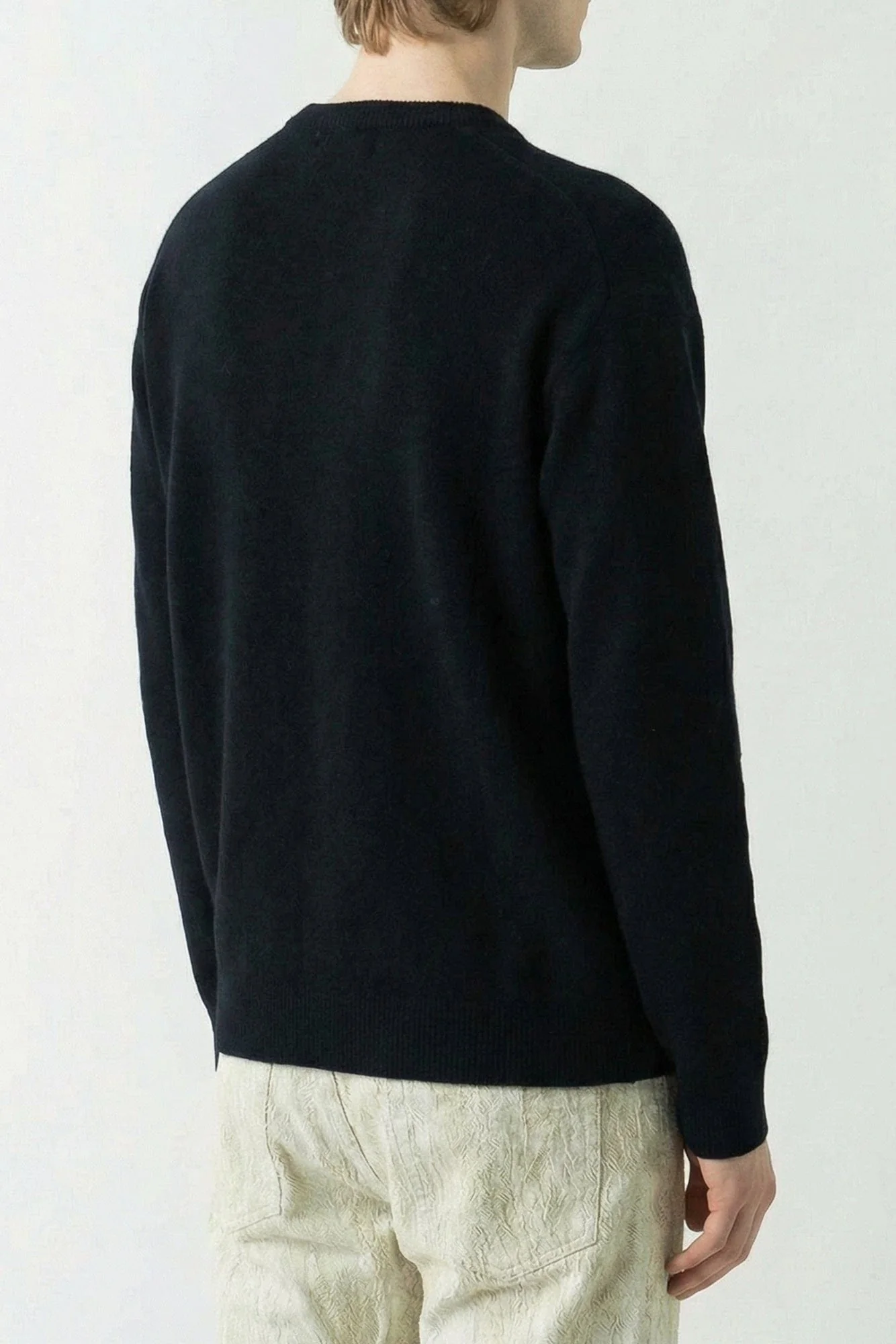 Rick Owens Maglia Round Neck Sweater in Black/Butter SS26 - Image 3