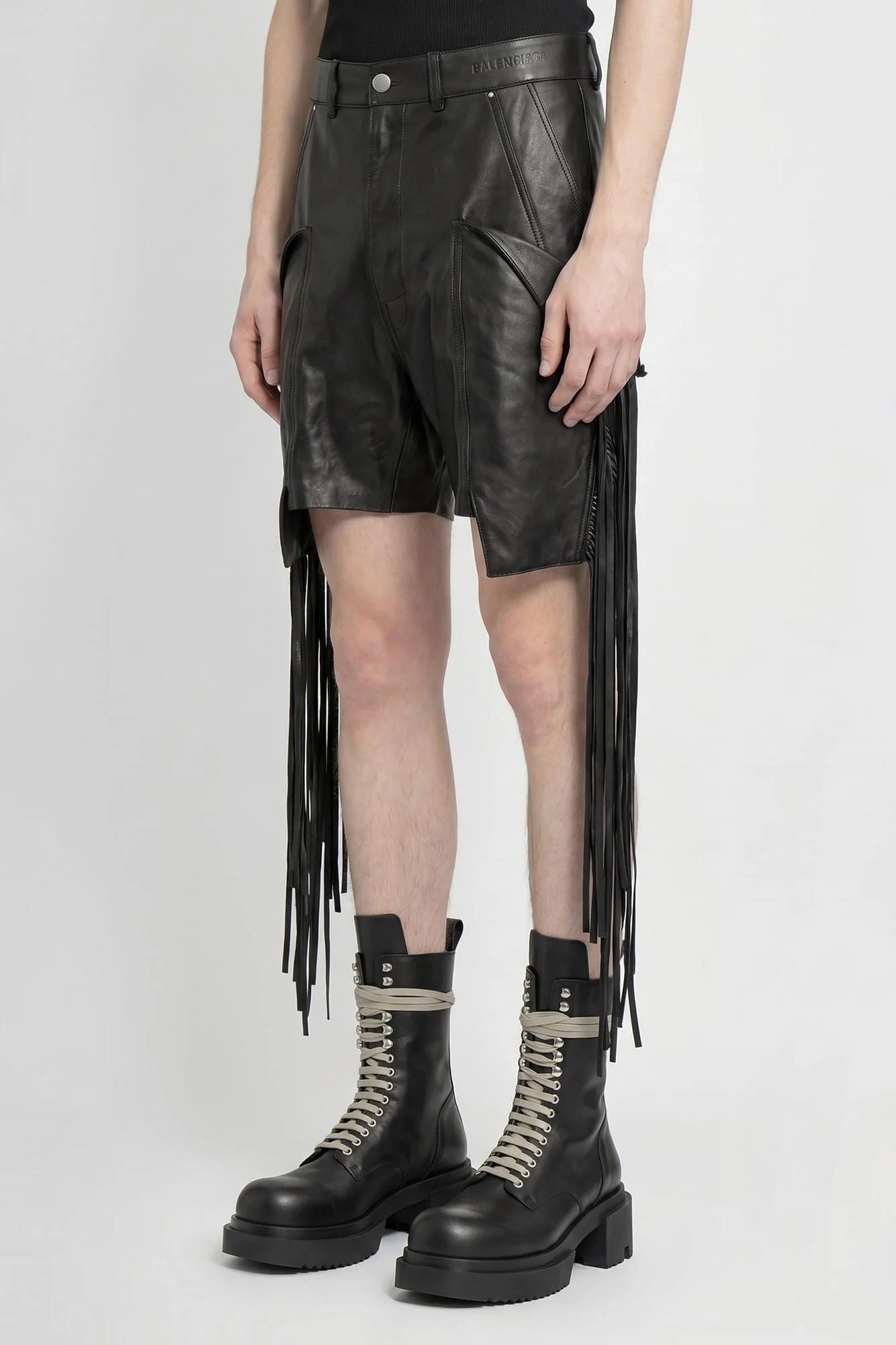 Rick Owens Shorts with Fringe Detailing in Black - Image 2