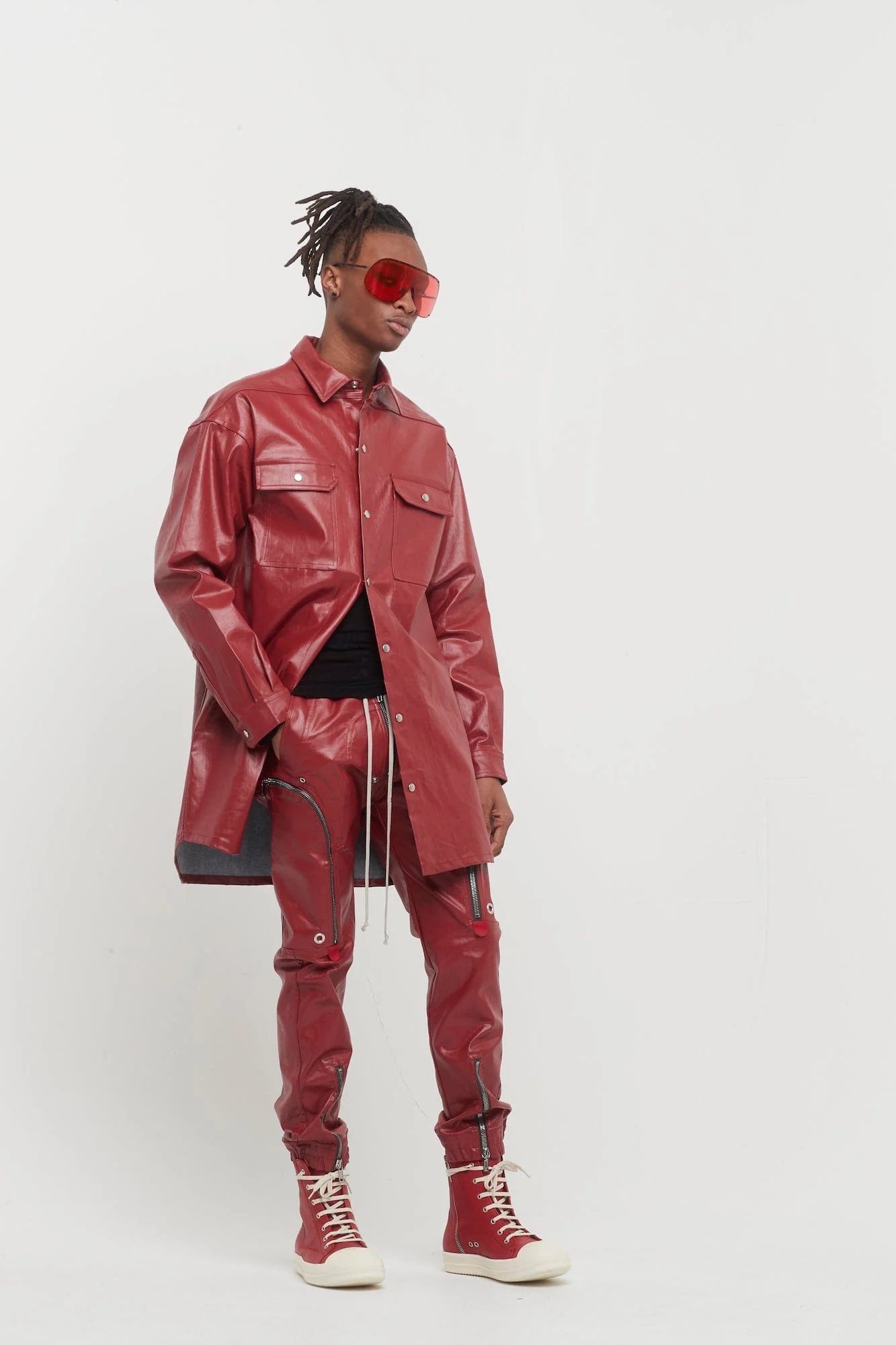 Rick Owens Bauhaus Cargo Trouser in Cardinal Red - Image 4