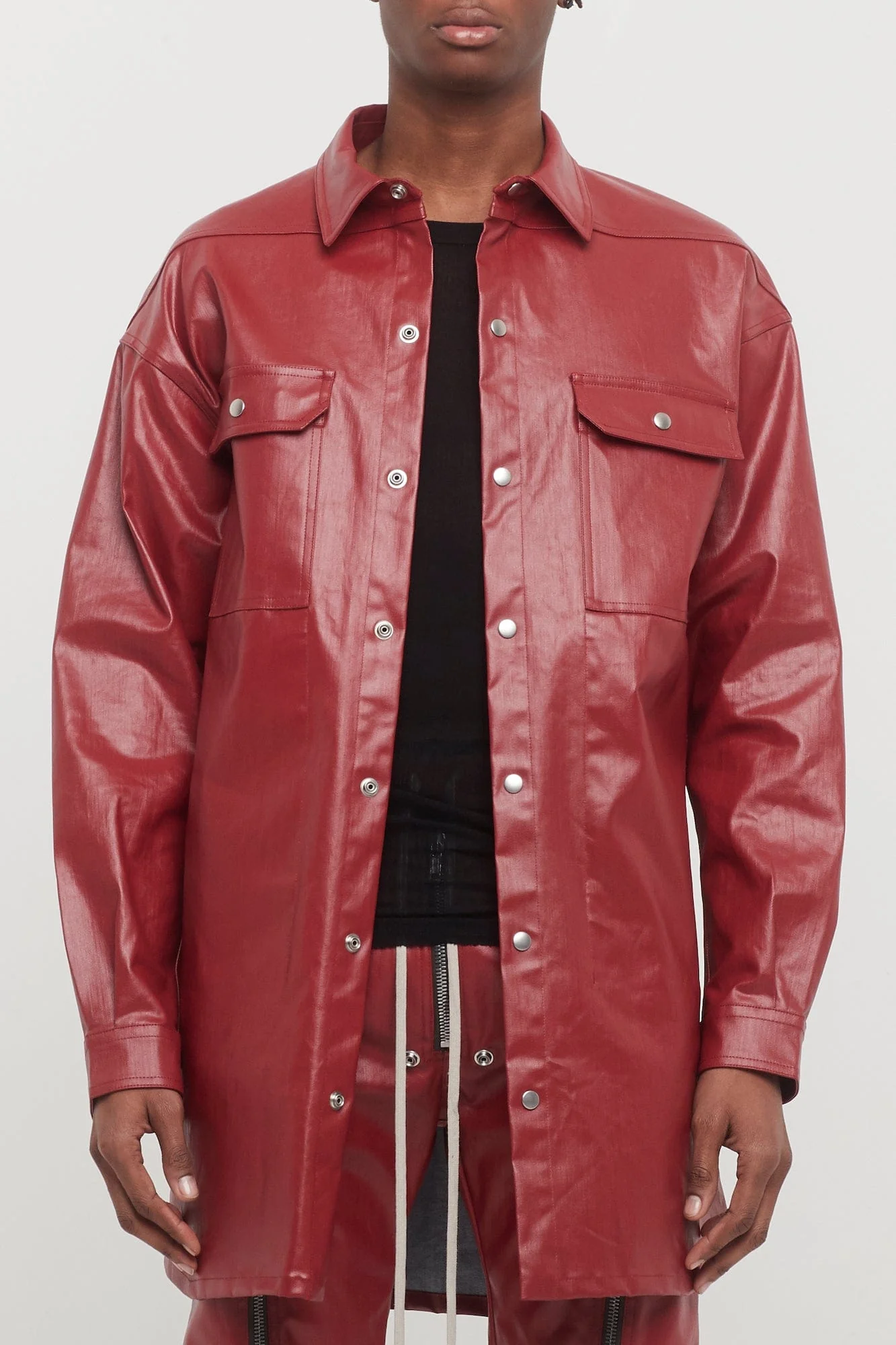 Rick Owens Oversized Outershirt in Cardinal Red - Image 4