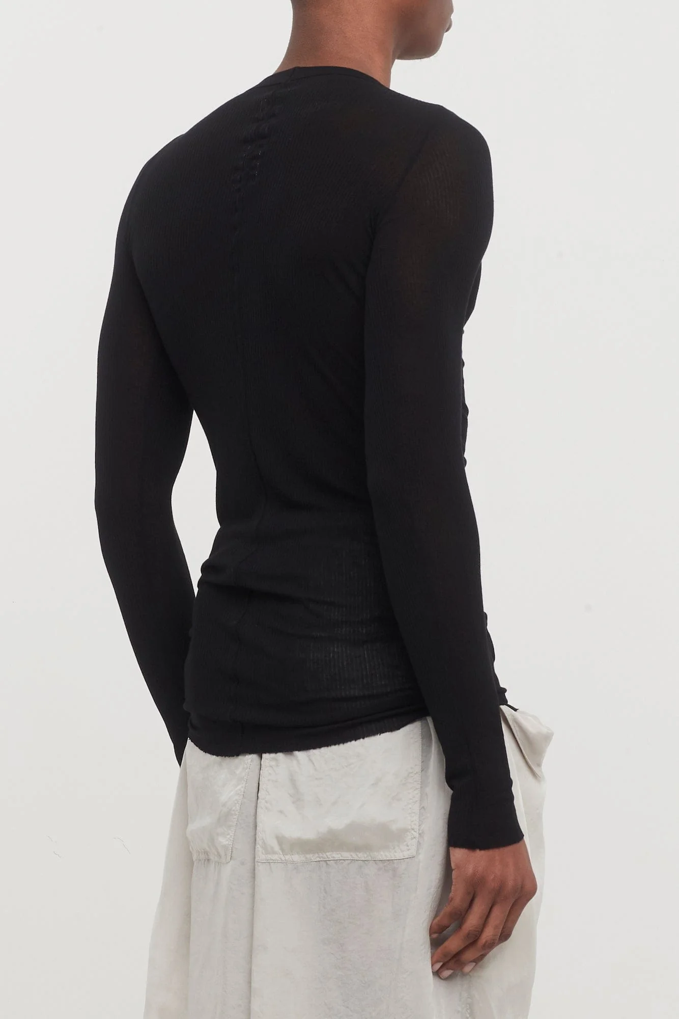 Rick Owens Rib LS T in Black - Image 3