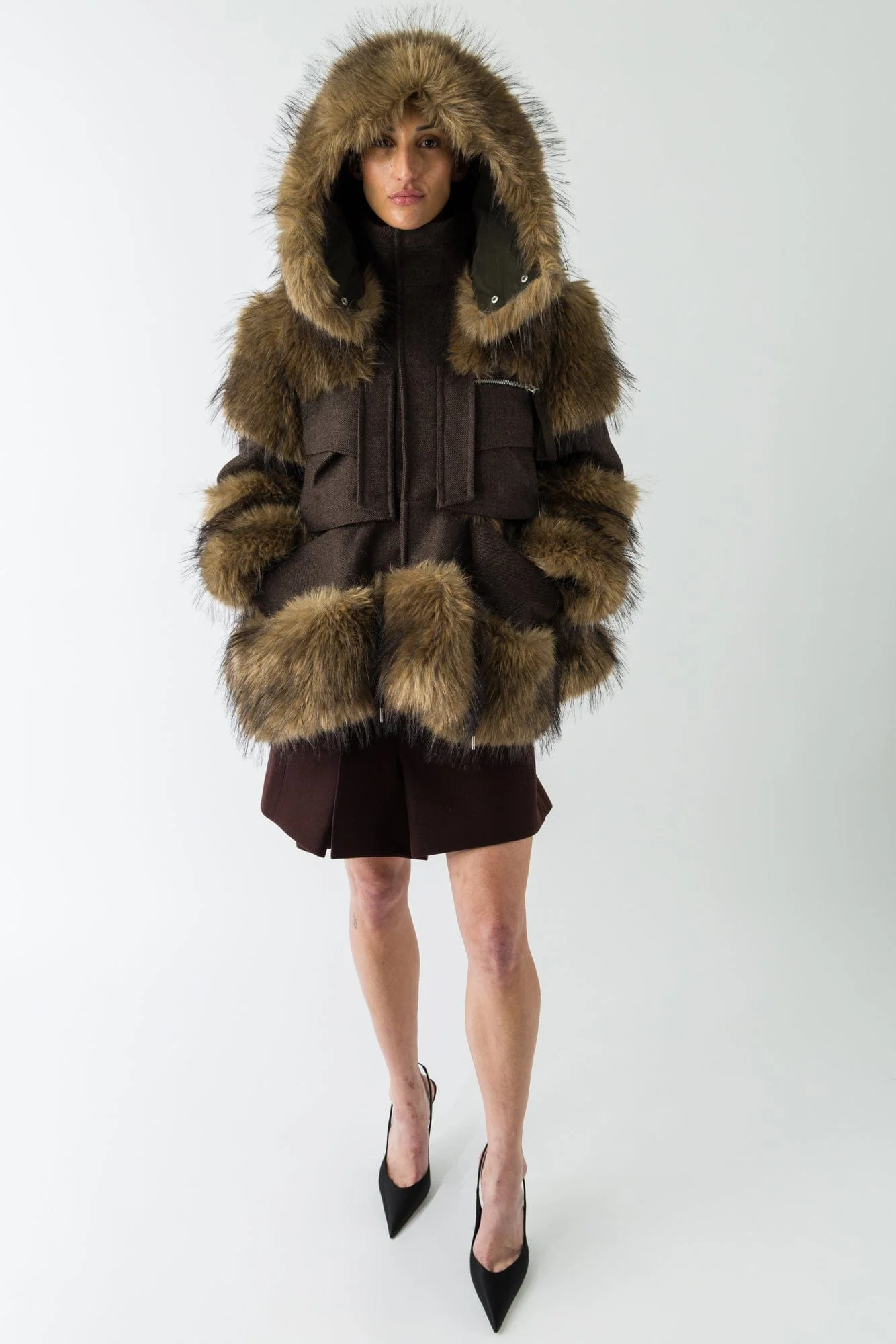 Sacai Wool Melton Blouson In Brown - Image 4
