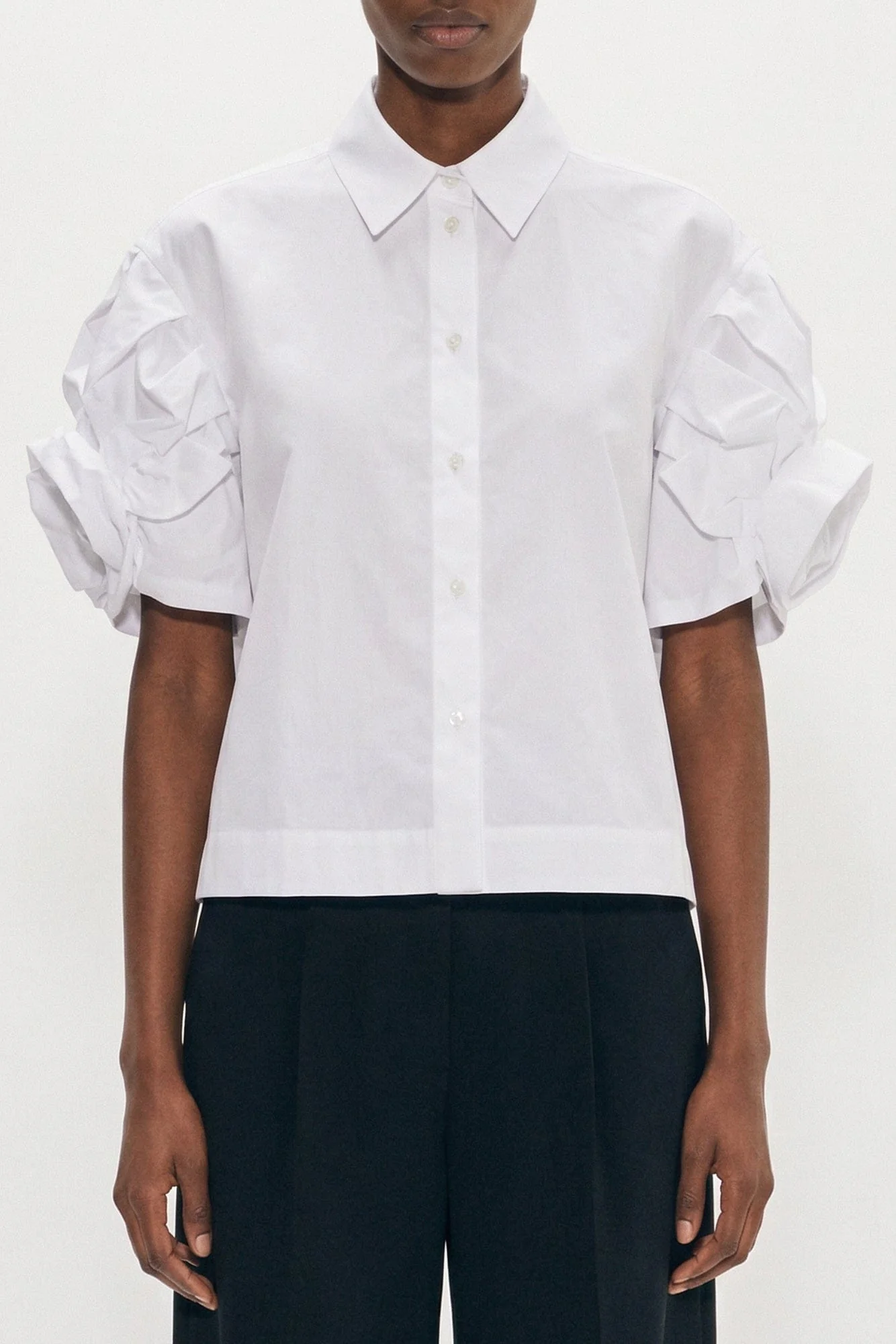 Simone Rocha Cropped Rose Puffy Sleeve Shirt SS26